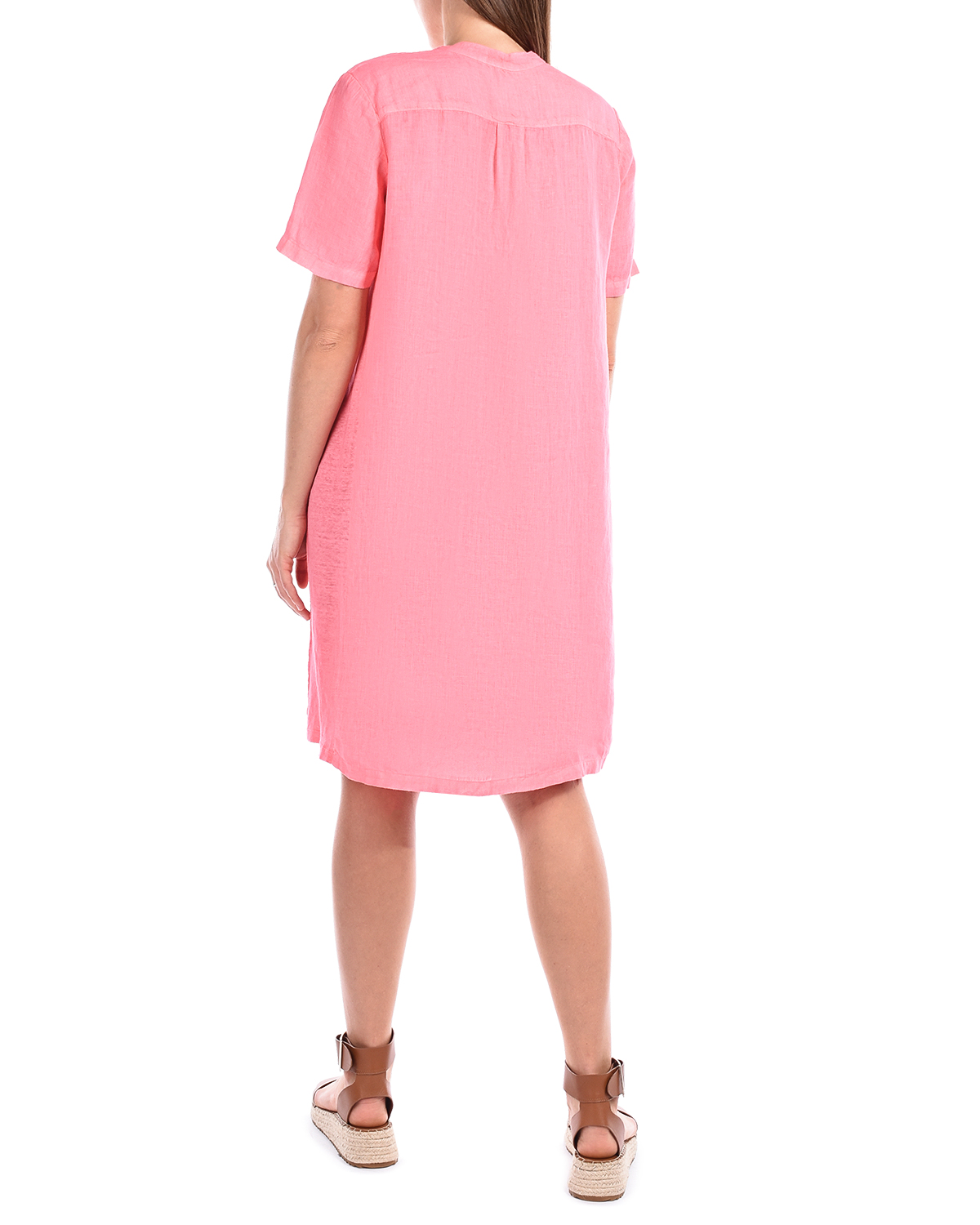 Свободное платье розового цвета 120% Lino, размер 42 - фото 3