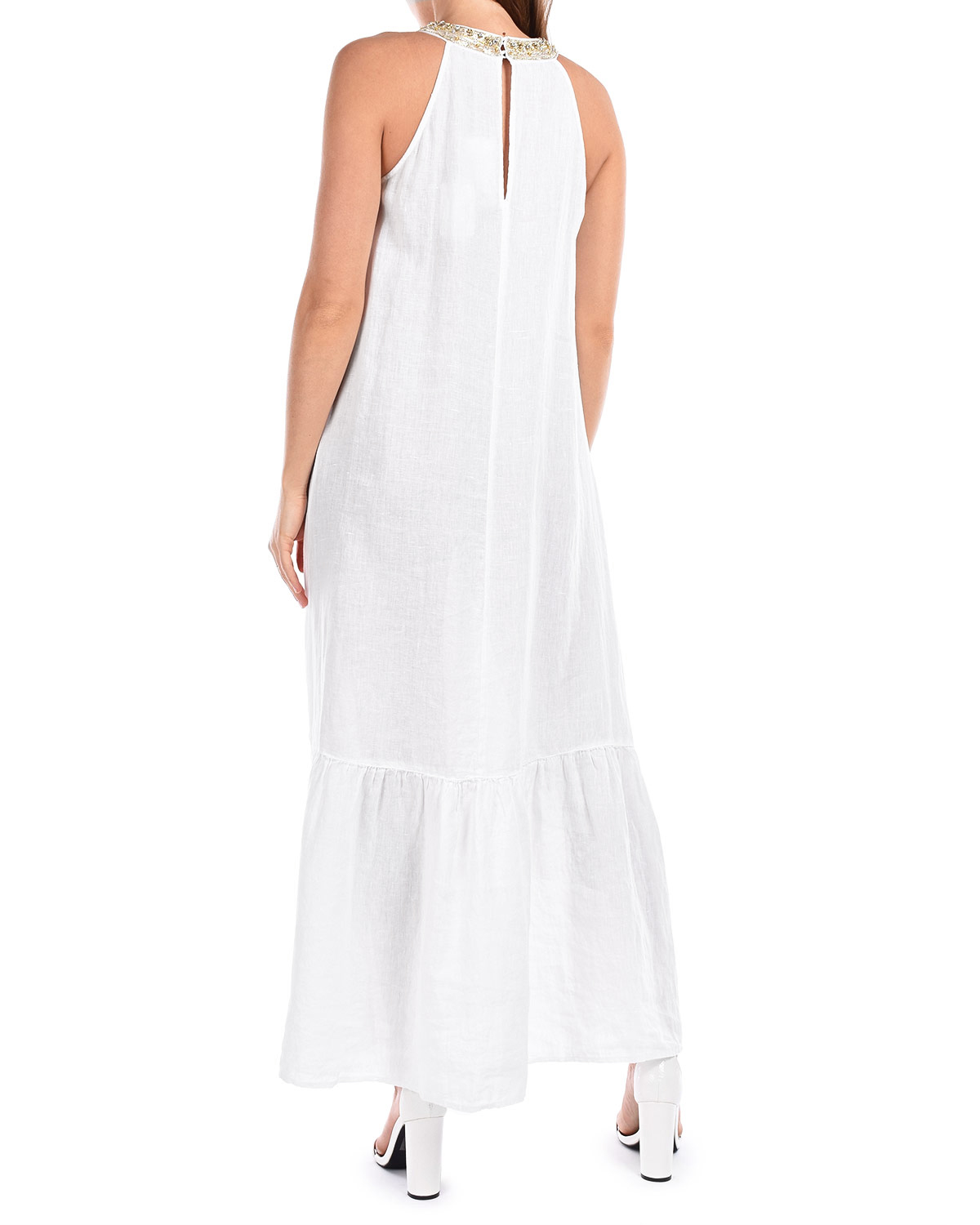Белое платье со стразами 120% Lino, размер 42, цвет белый - фото 3