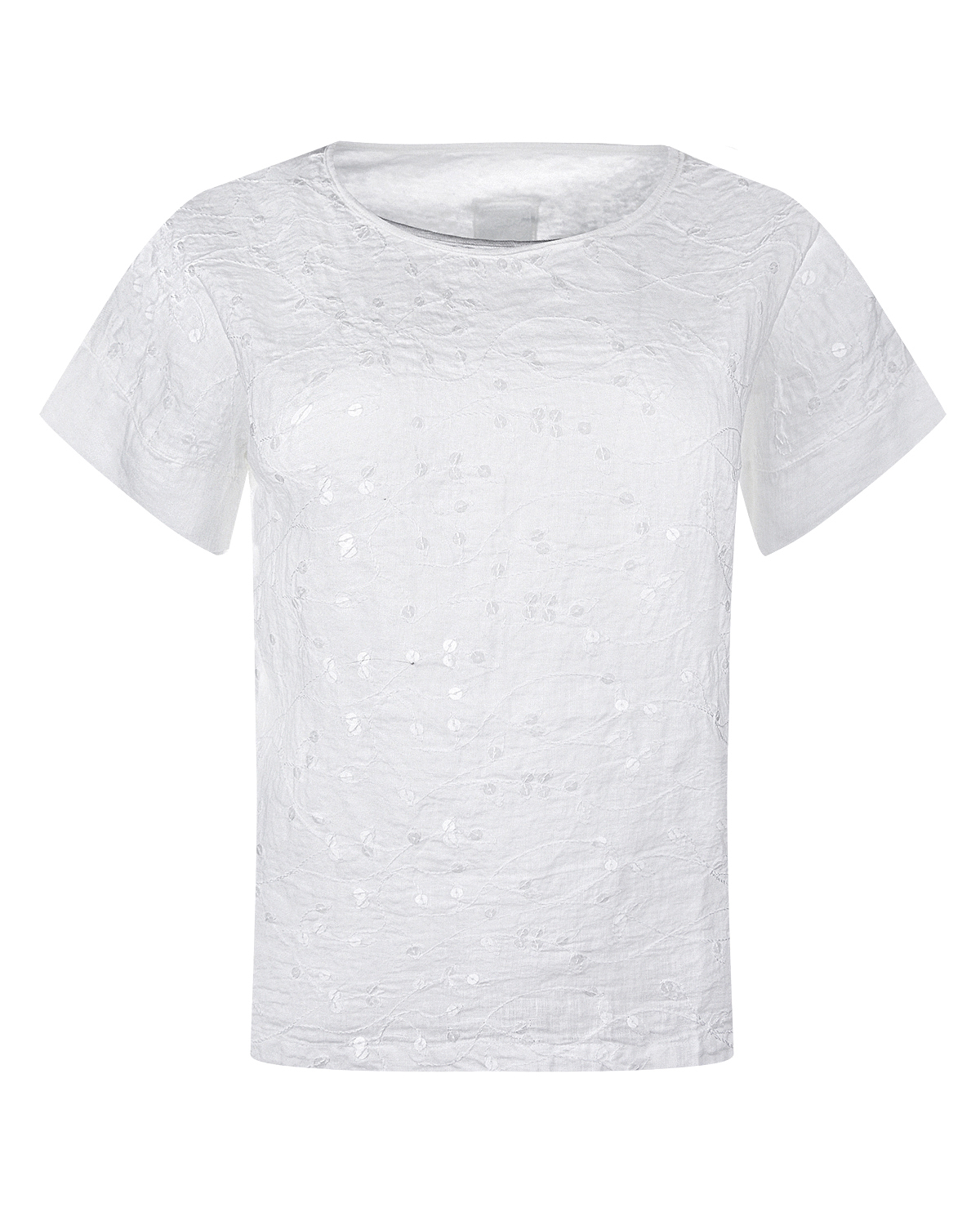 Белая блуза с пайетками 120% Lino, размер 40, цвет белый - фото 1
