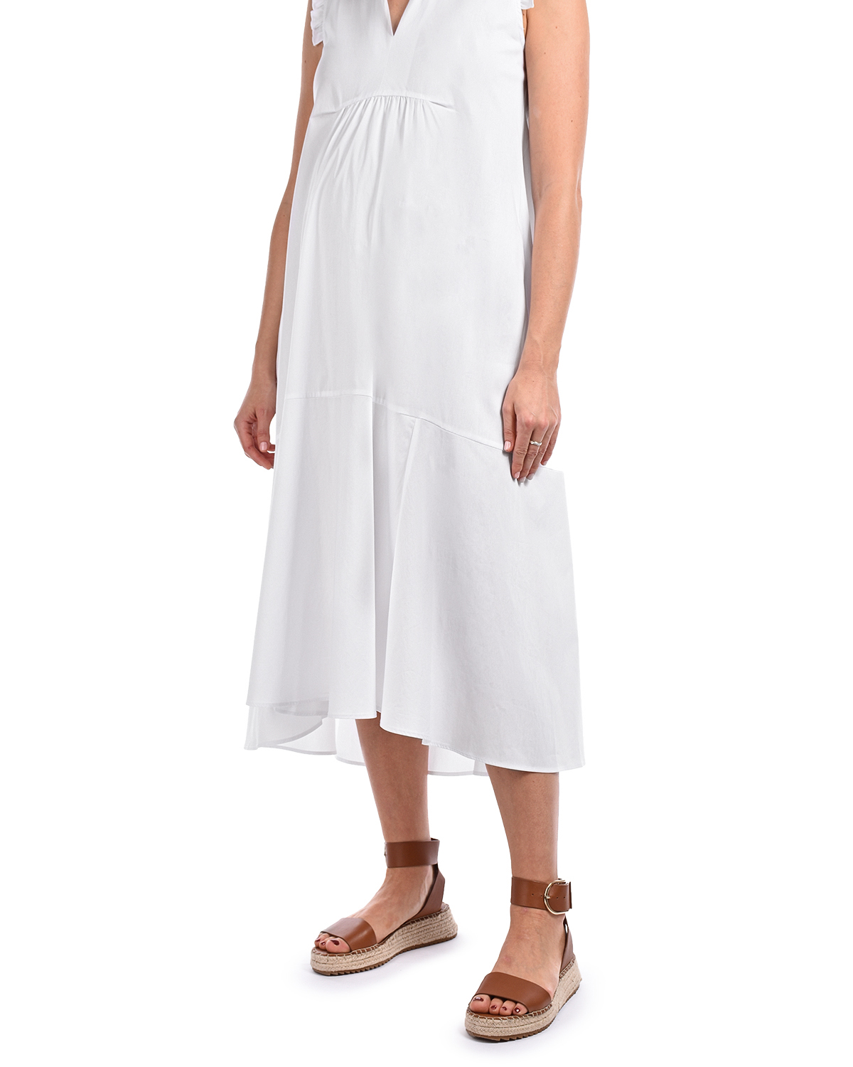 Белое платье с отделкой рюшами Attesa - фото 9