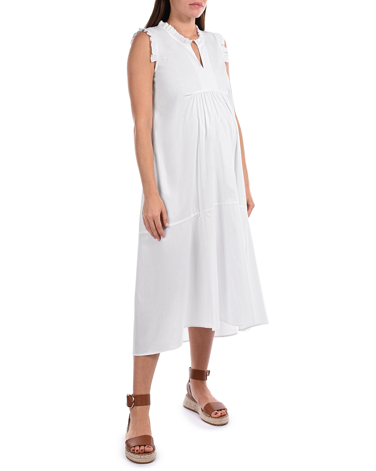 Белое платье с отделкой рюшами Attesa - фото 2