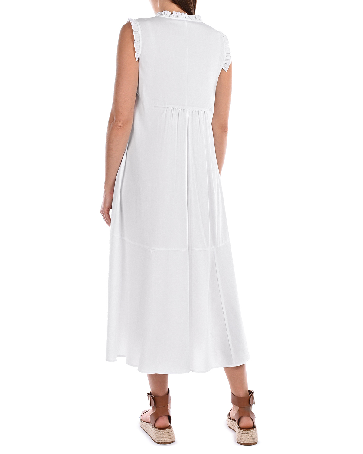 Белое платье с отделкой рюшами Attesa - фото 3