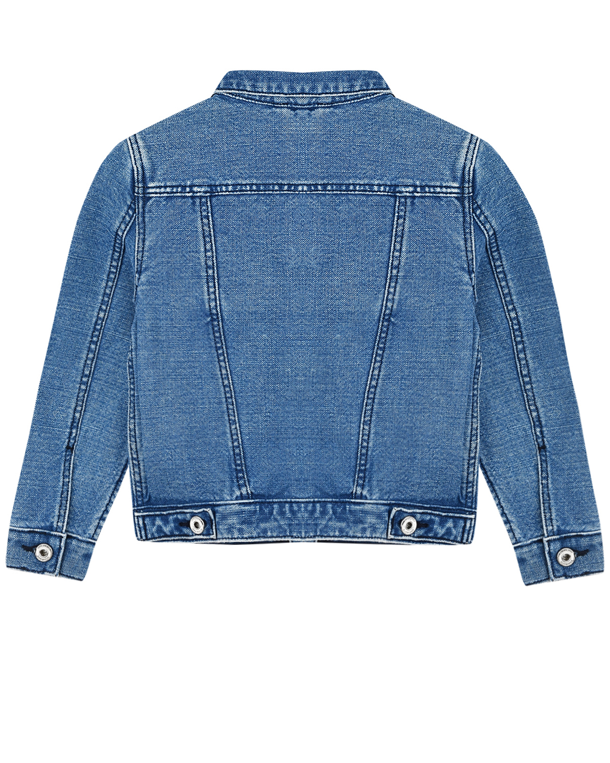 Синяя джинсовая куртка с логотипом на рукаве Burberry детская, размер 98, цвет синий - фото 3