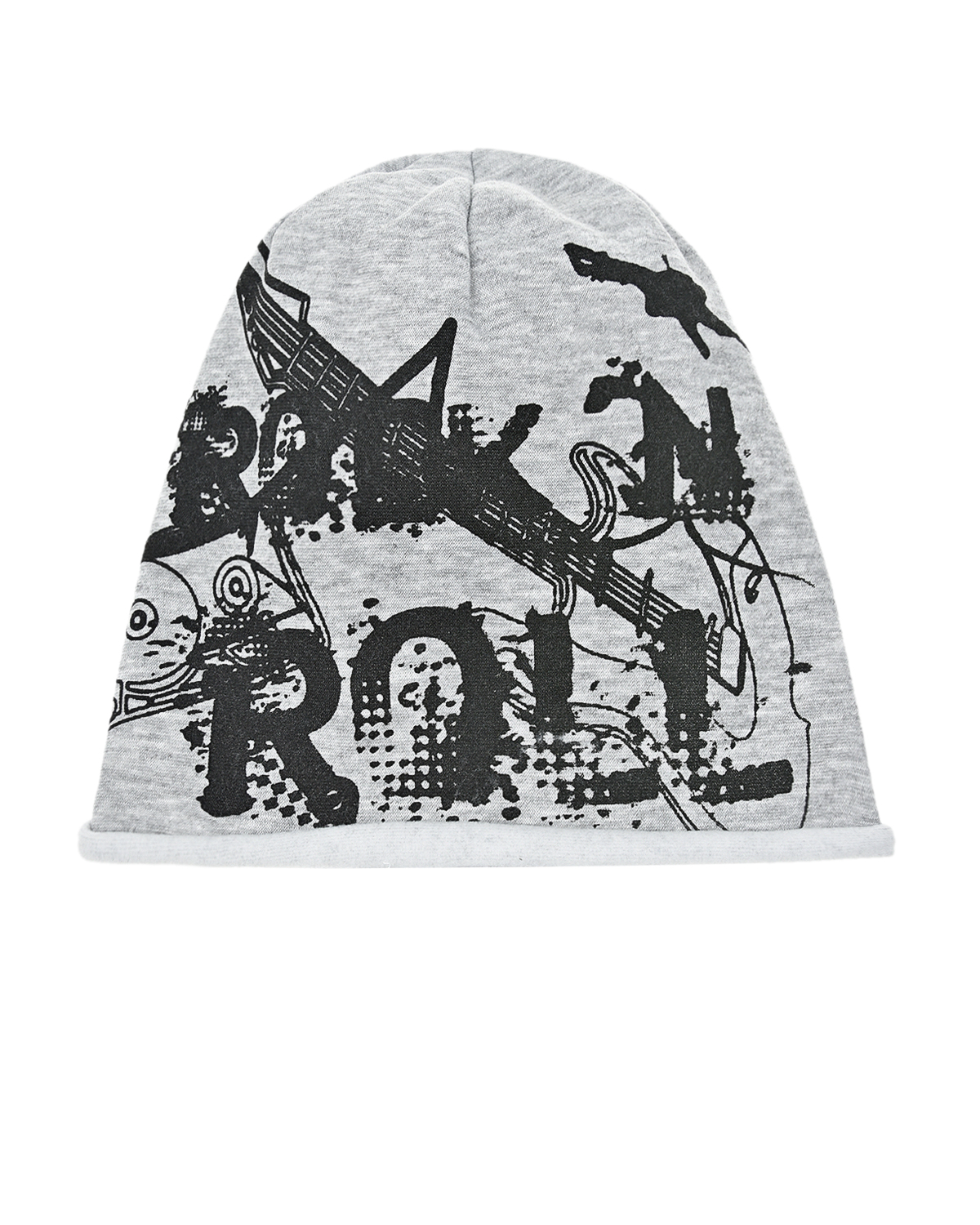 Серая шапка из трикотажа с принтом "Rock n Roll" Catya детская, размер 51, цвет серый - фото 1