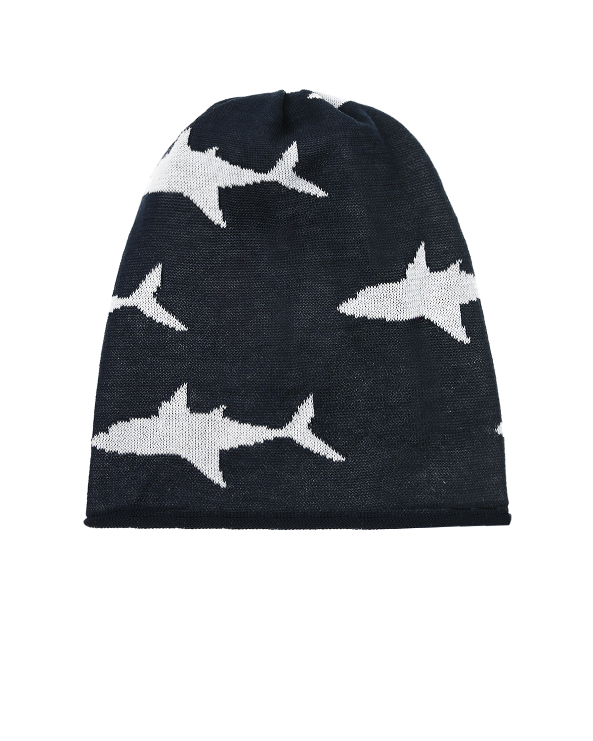 Черная шапка с принтом "Акулы" Catya детская, размер 53, цвет синий - фото 1