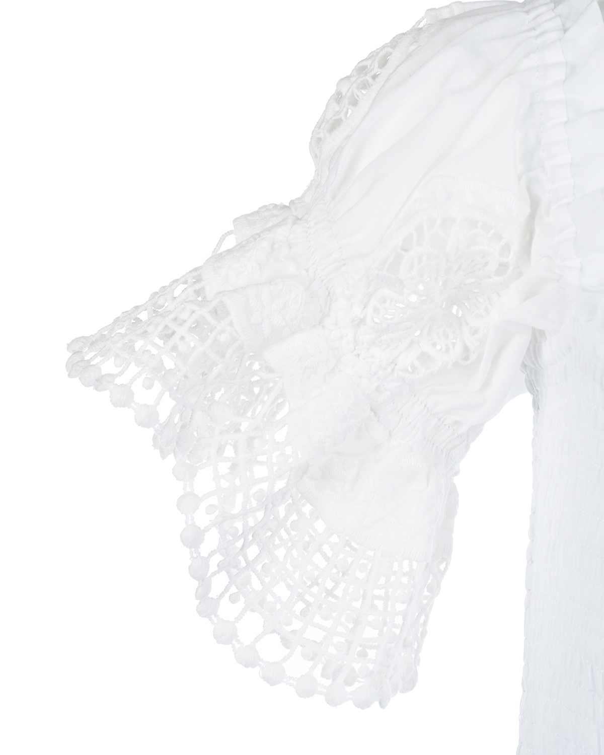 Белое платье с рукавами-фонариками и кружевной отделкой Charo Ruiz детское - фото 3