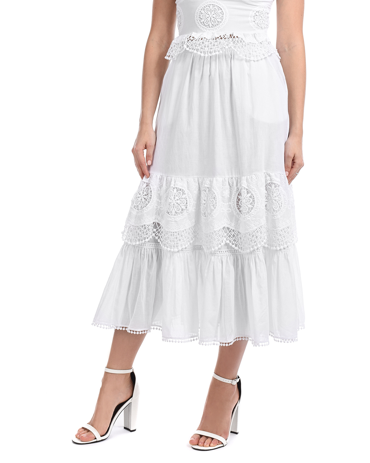 Белая юбка с кружевной отделкой Charo Ruiz - фото 6