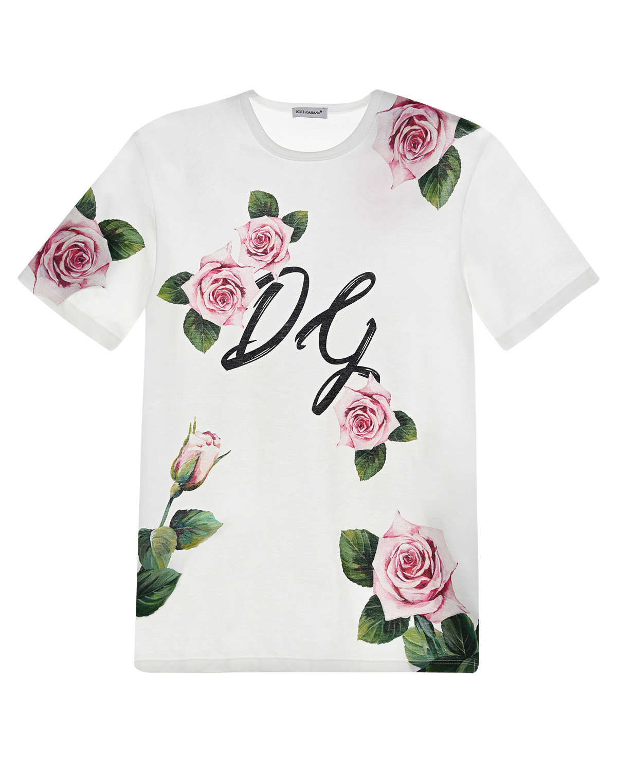 Белая футболка с принтом «Tropical rose» Dolce&Gabbana детская