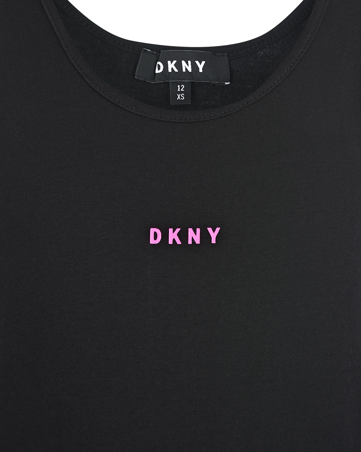 Черное платье с розовым логотипом DKNY детское, размер 176, цвет черный - фото 4