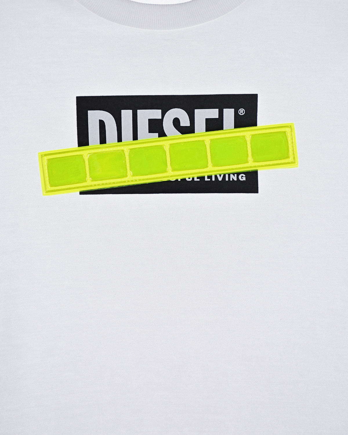 Белая футболка с неоновой вставкой Diesel детская - фото 5