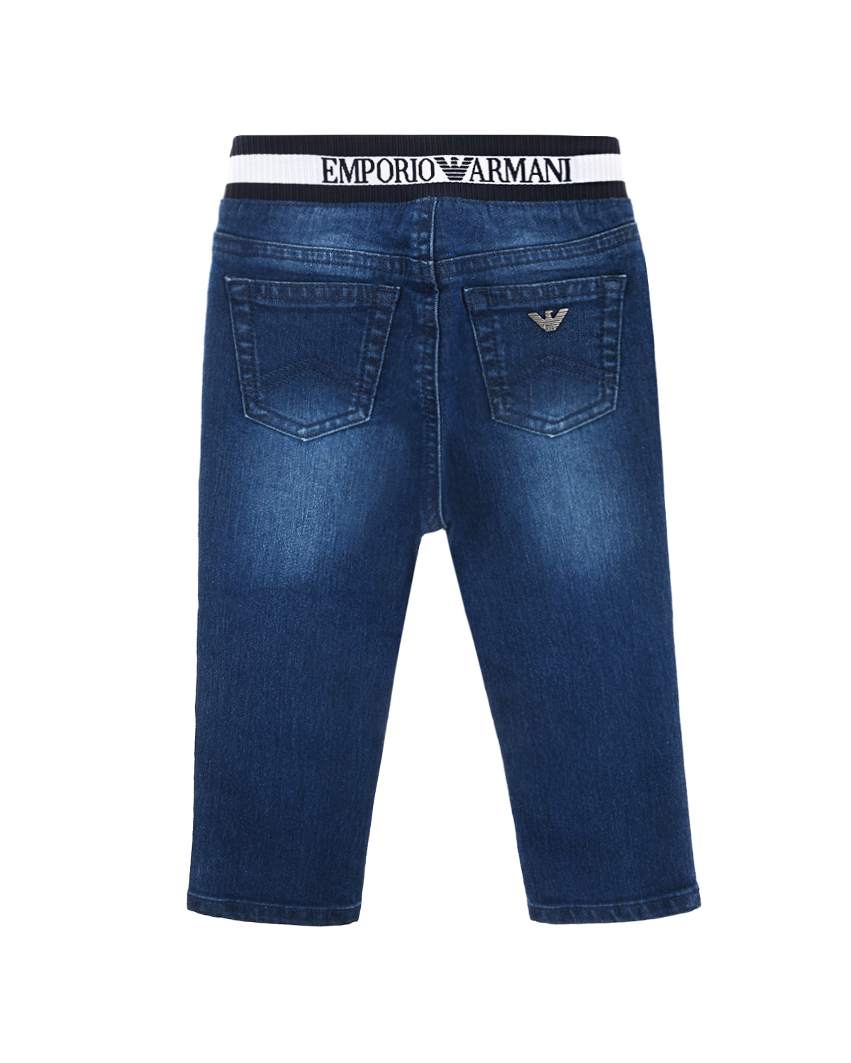 Синие джинсы с поясом-резинкой Emporio Armani детские - фото 2