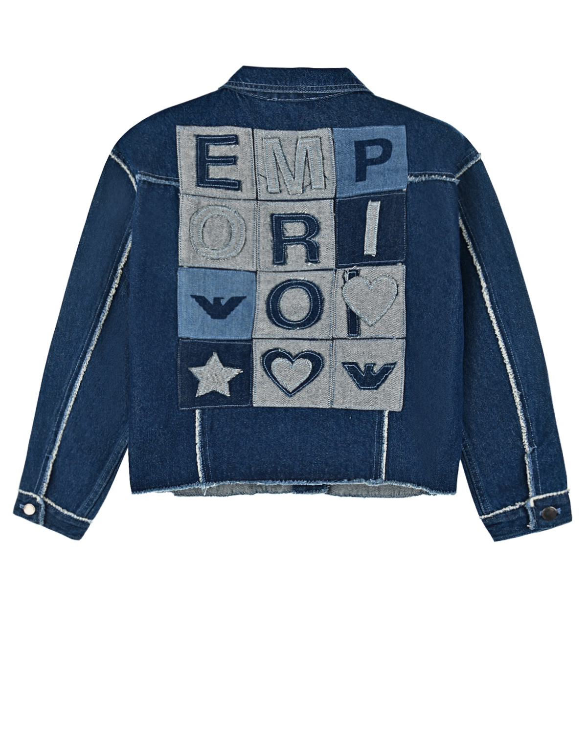 Синяя джинсовая куртка с аппликациями Emporio Armani детская - фото 2