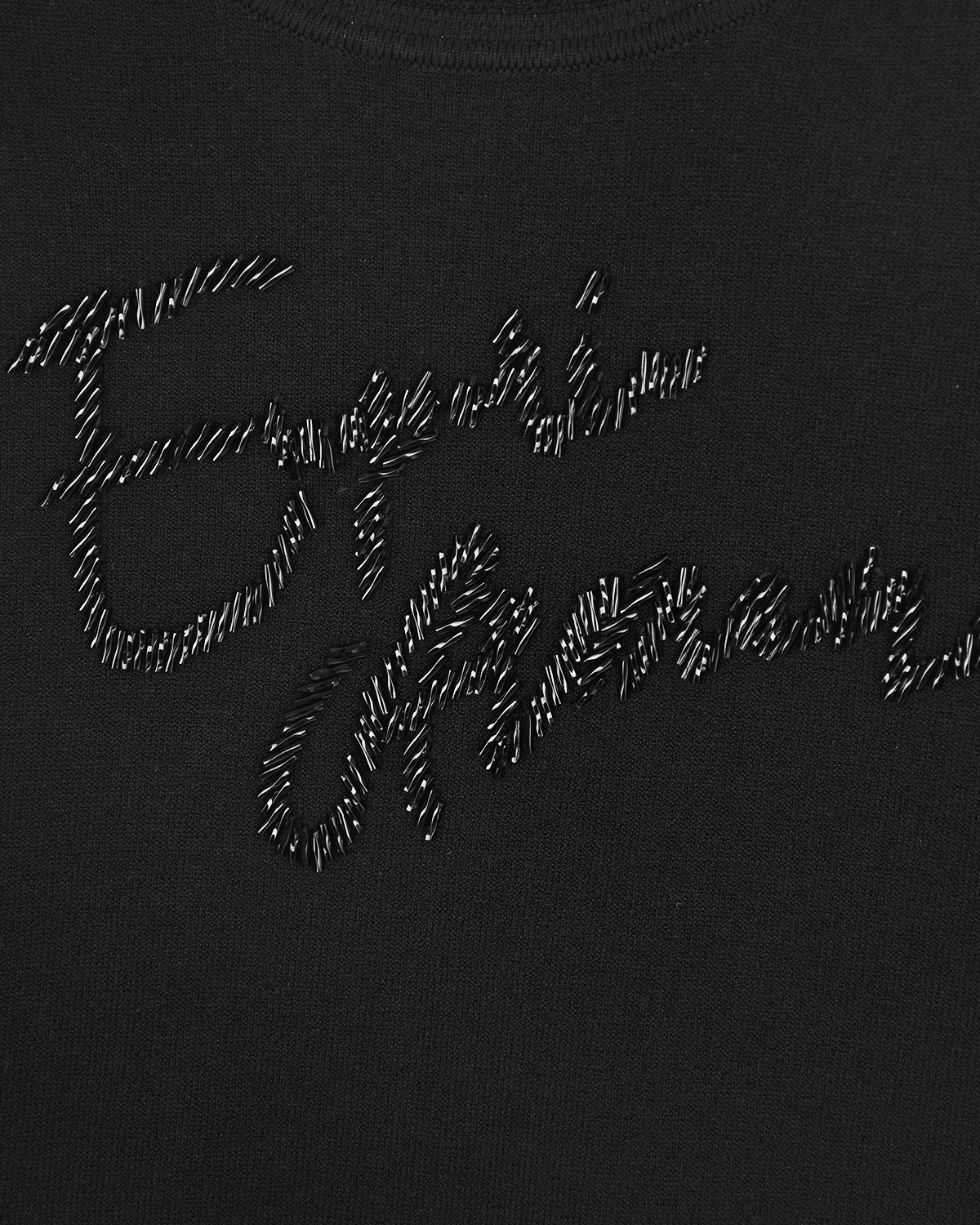 Черный топ с надписью из стекляруса в тон Emporio Armani детский - фото 3