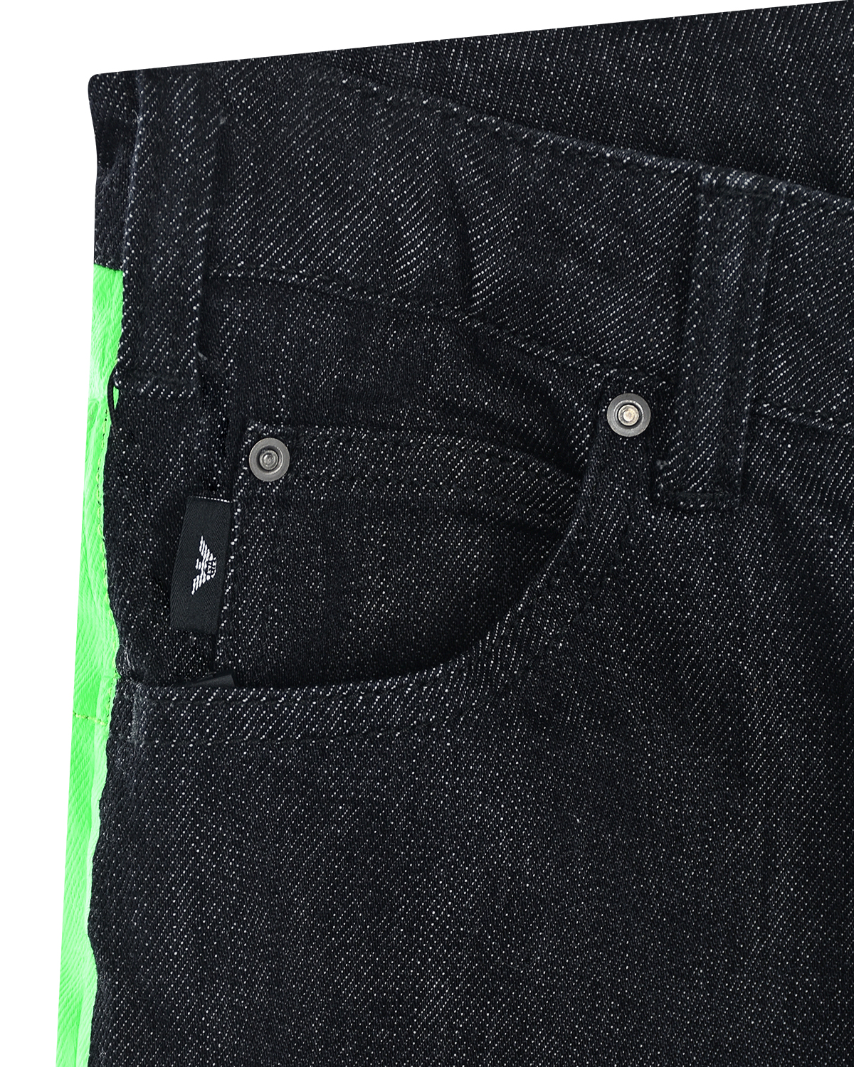 Черные джинсы с зелеными лампасами Emporio Armani детские - фото 3
