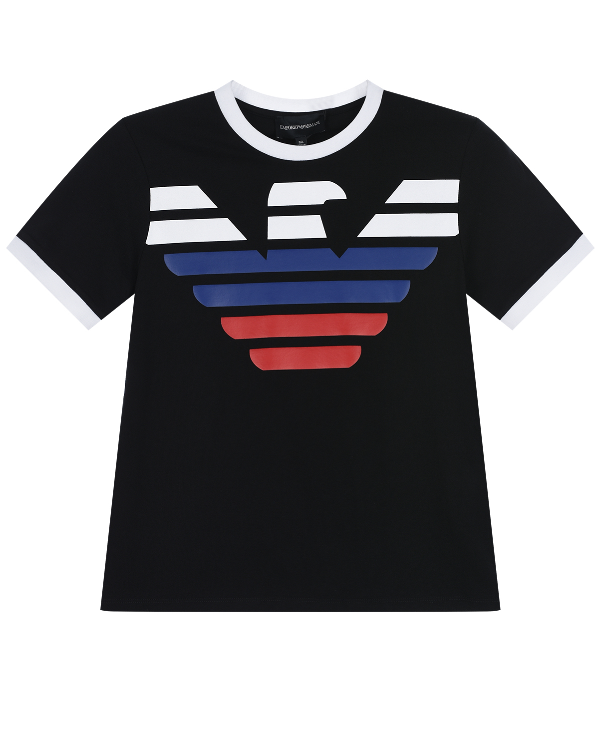 Черная футболка с контрастным логотипом Emporio Armani детская - фото 1