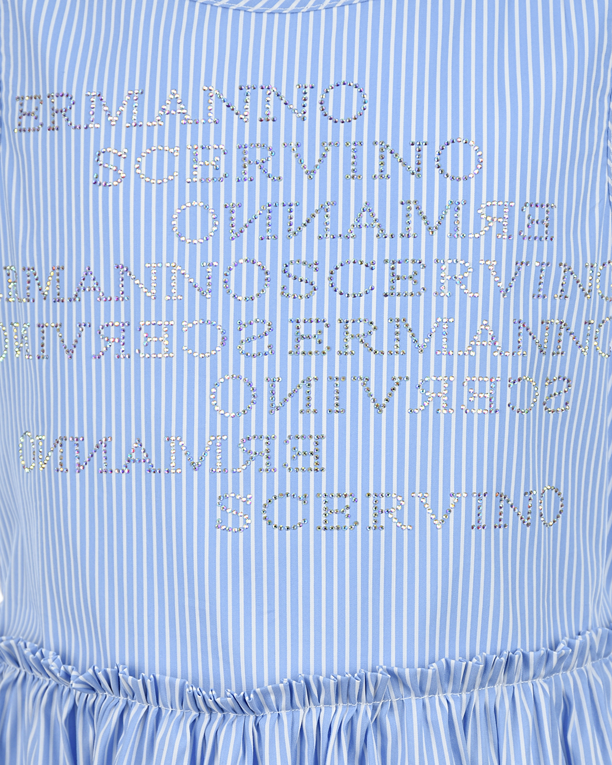 Платье в полоску с логотипом Ermanno Scervino детское, размер 116, цвет голубой - фото 3