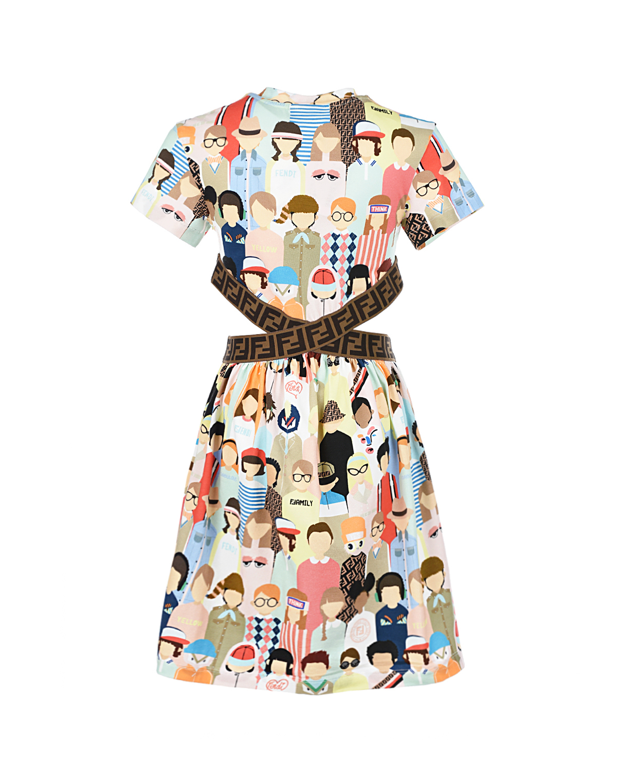 Платье с принтом "Family" Fendi детское, размер 128, цвет мультиколор - фото 2
