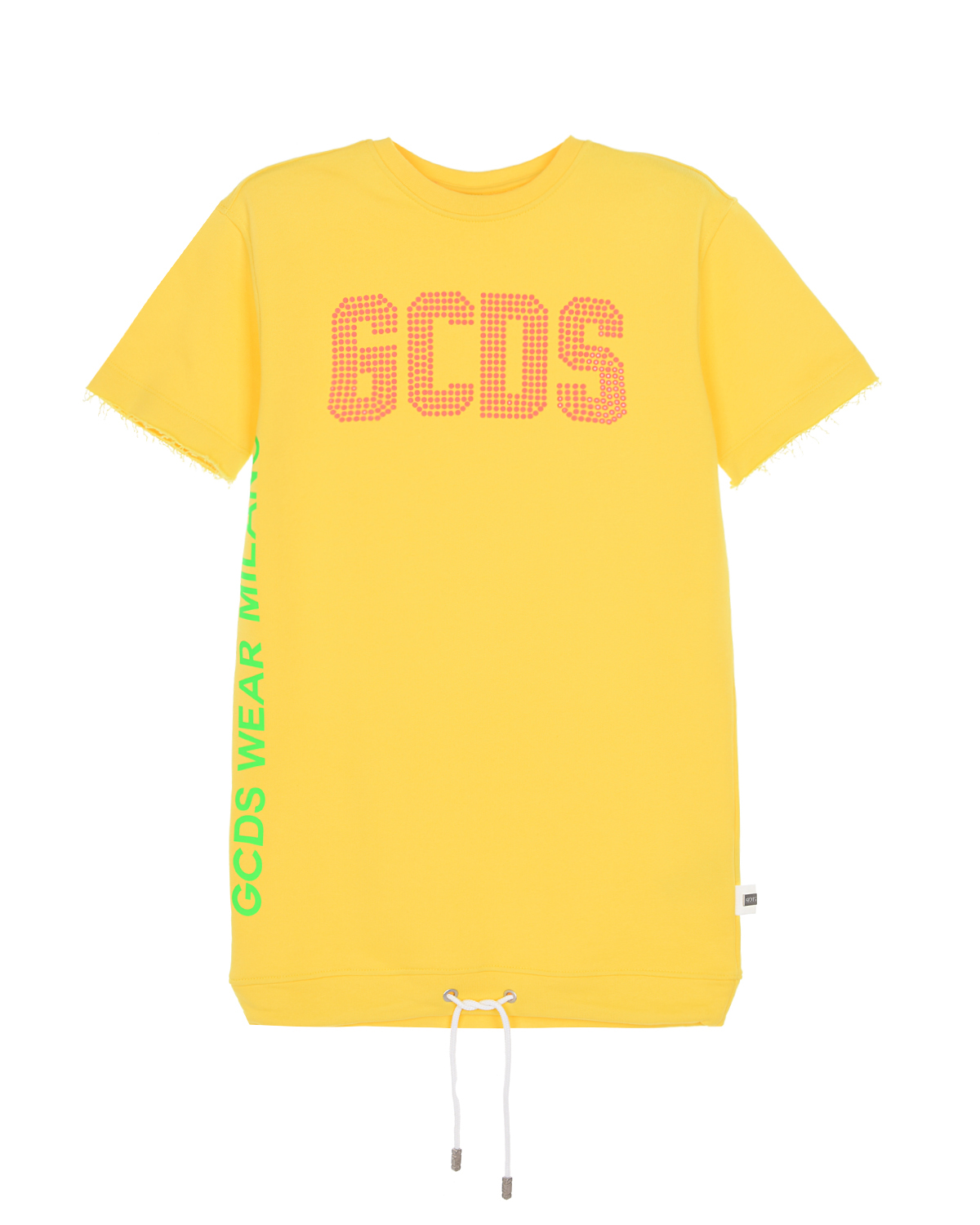 Желтая футболка со стразами GCDS