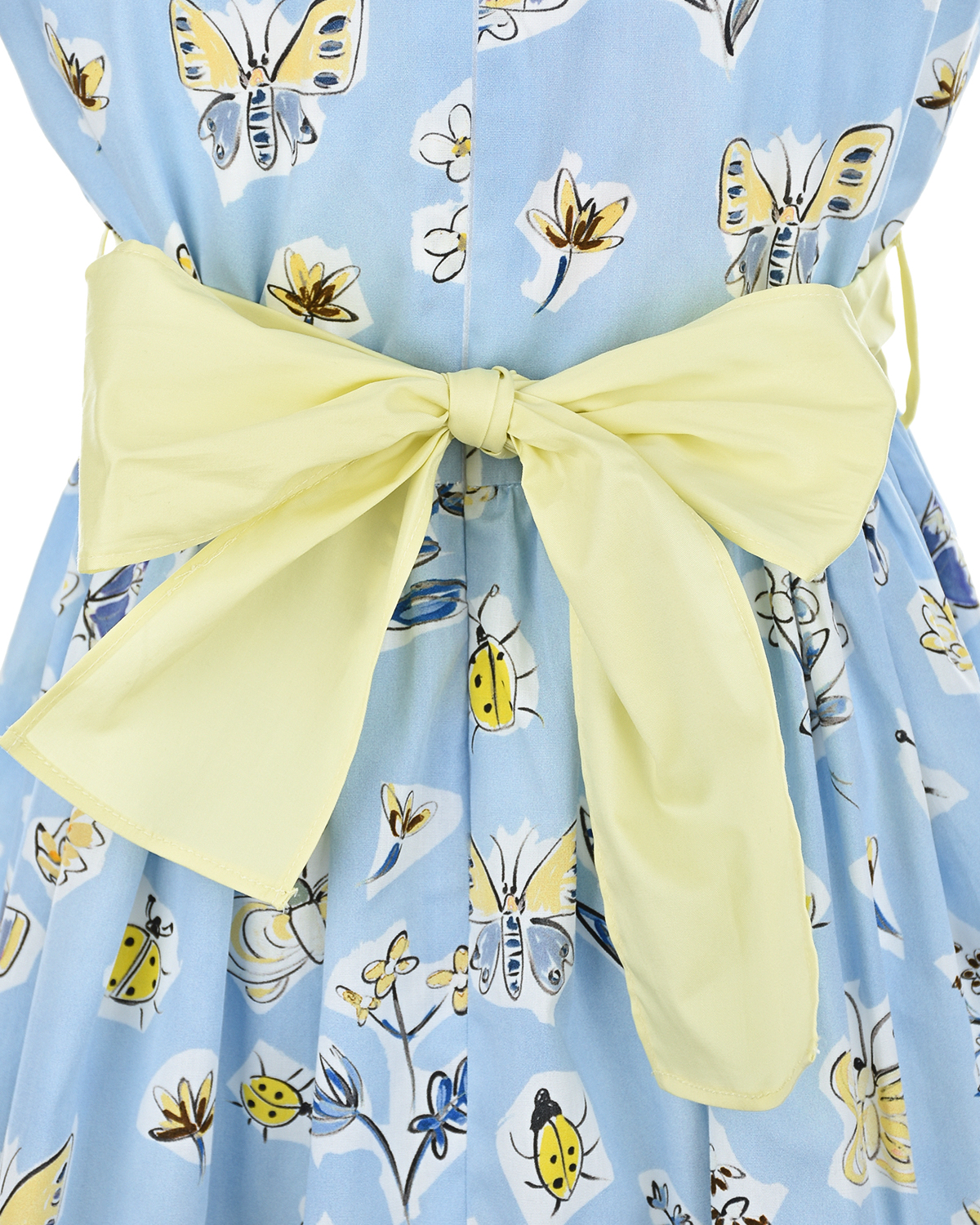 Голубое приталенное платье с цветочным принтом IL Gufo детское, размер 104 - фото 4