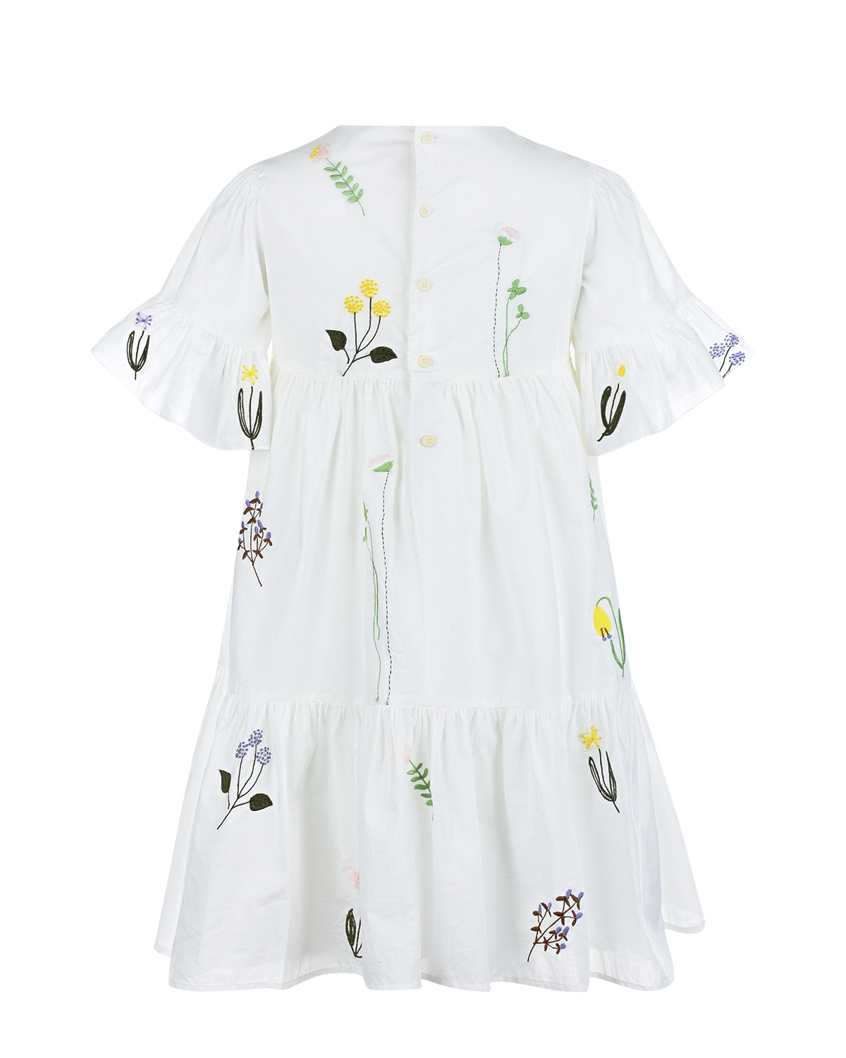 Белое платье с вышитыми цветами IL Gufo детское, размер 80 - фото 2