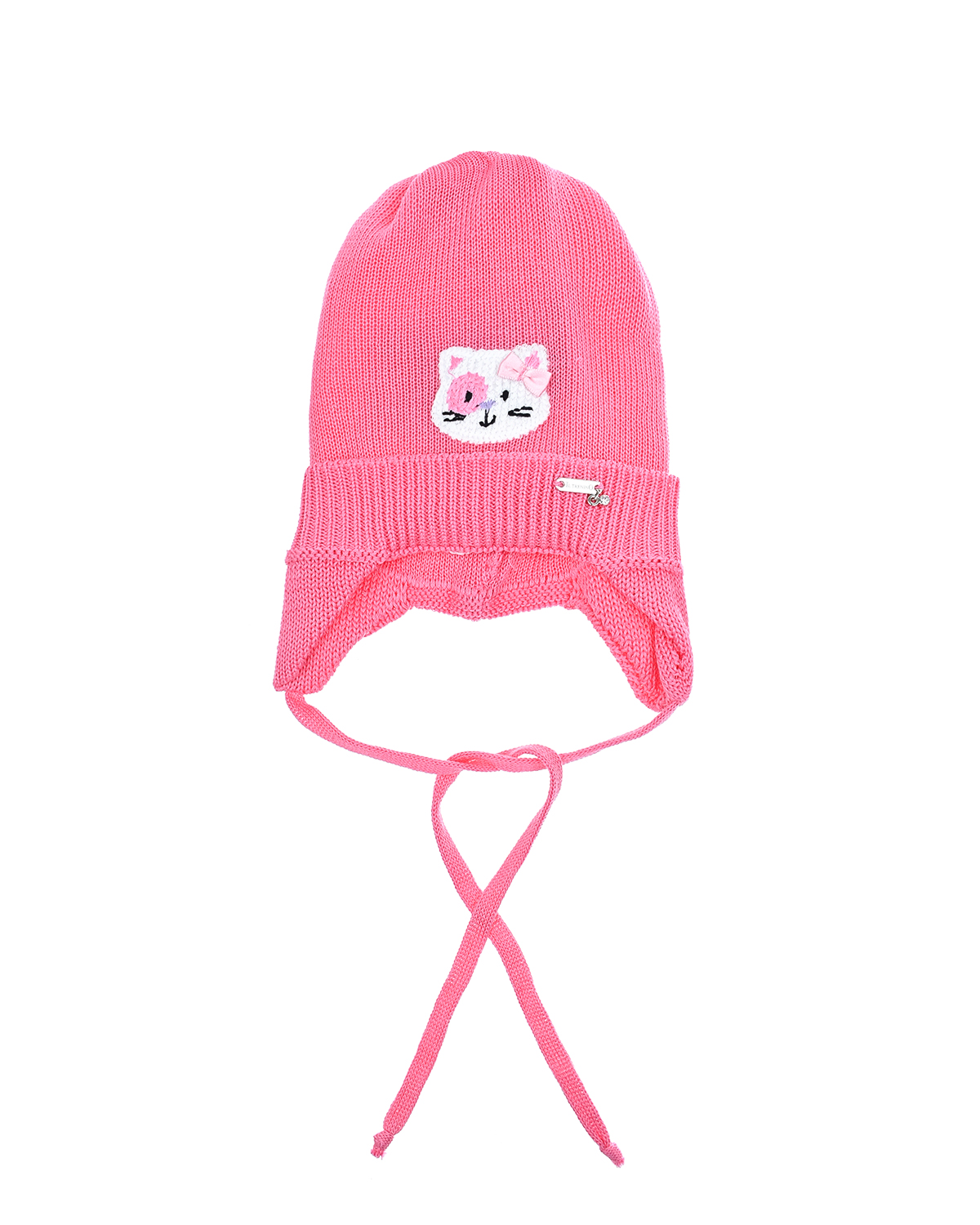 Розовая шапка с белым котенком Il Trenino детская, размер 49, цвет нет цвета - фото 1