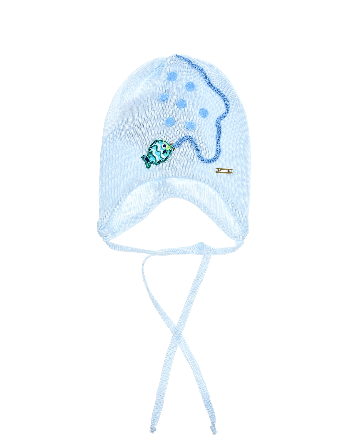 Голубая шапка с декором "Рыбка" Il Trenino детская, размер 37/39, цвет нет цвета - фото 1