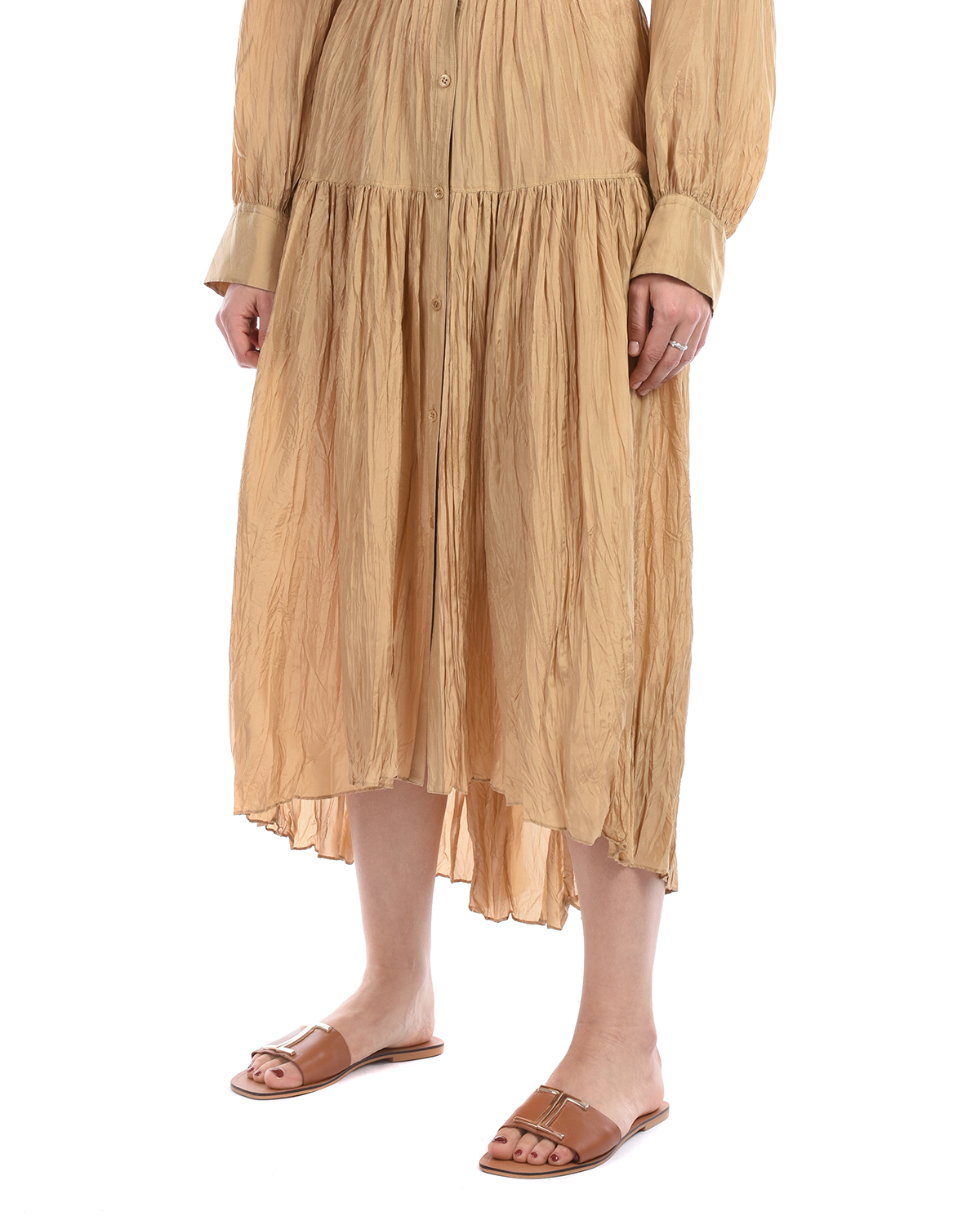 Бежевое платье из шелка Joseph, размер 40, цвет золотой - фото 10