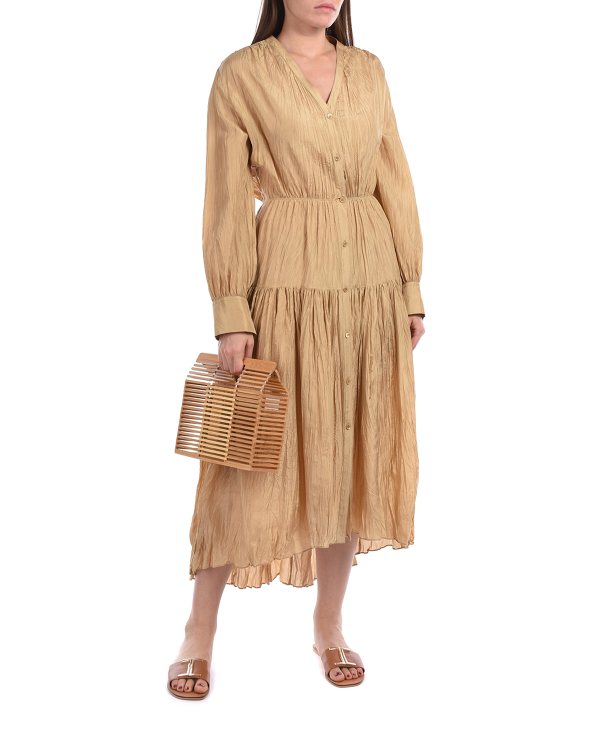 Бежевое платье из шелка Joseph, размер 40, цвет золотой - фото 2