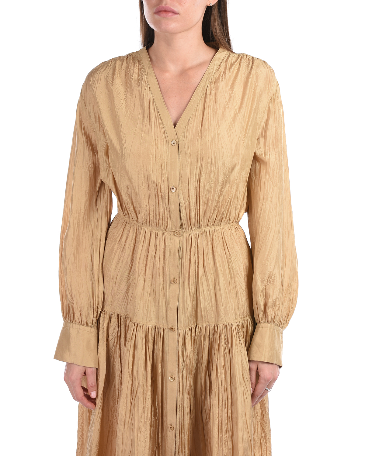 Бежевое платье из шелка Joseph, размер 40, цвет золотой - фото 9