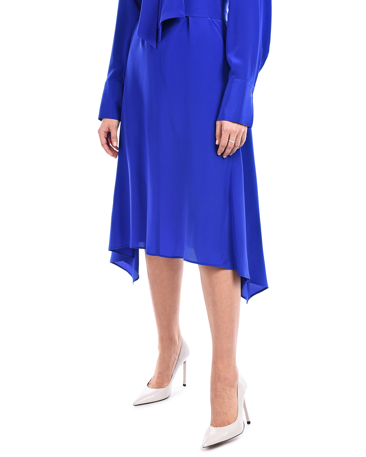 Синее шелковое платье с воротником-аскот Joseph - фото 10