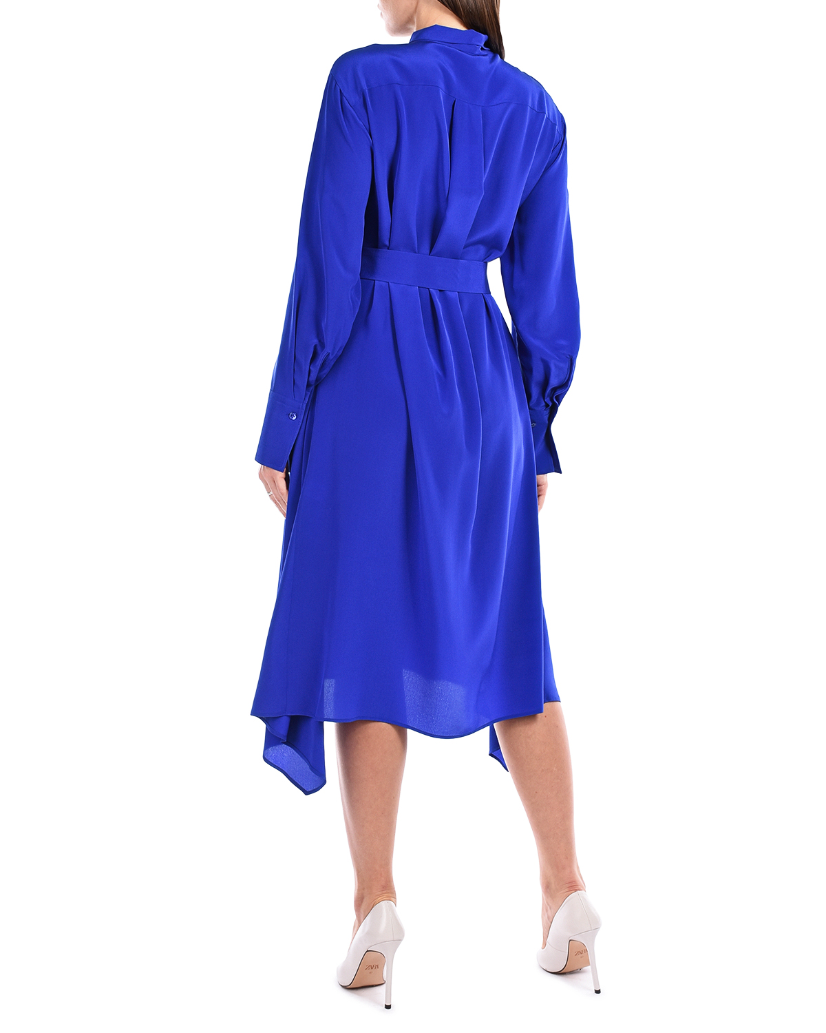 Синее шелковое платье с воротником-аскот Joseph - фото 4