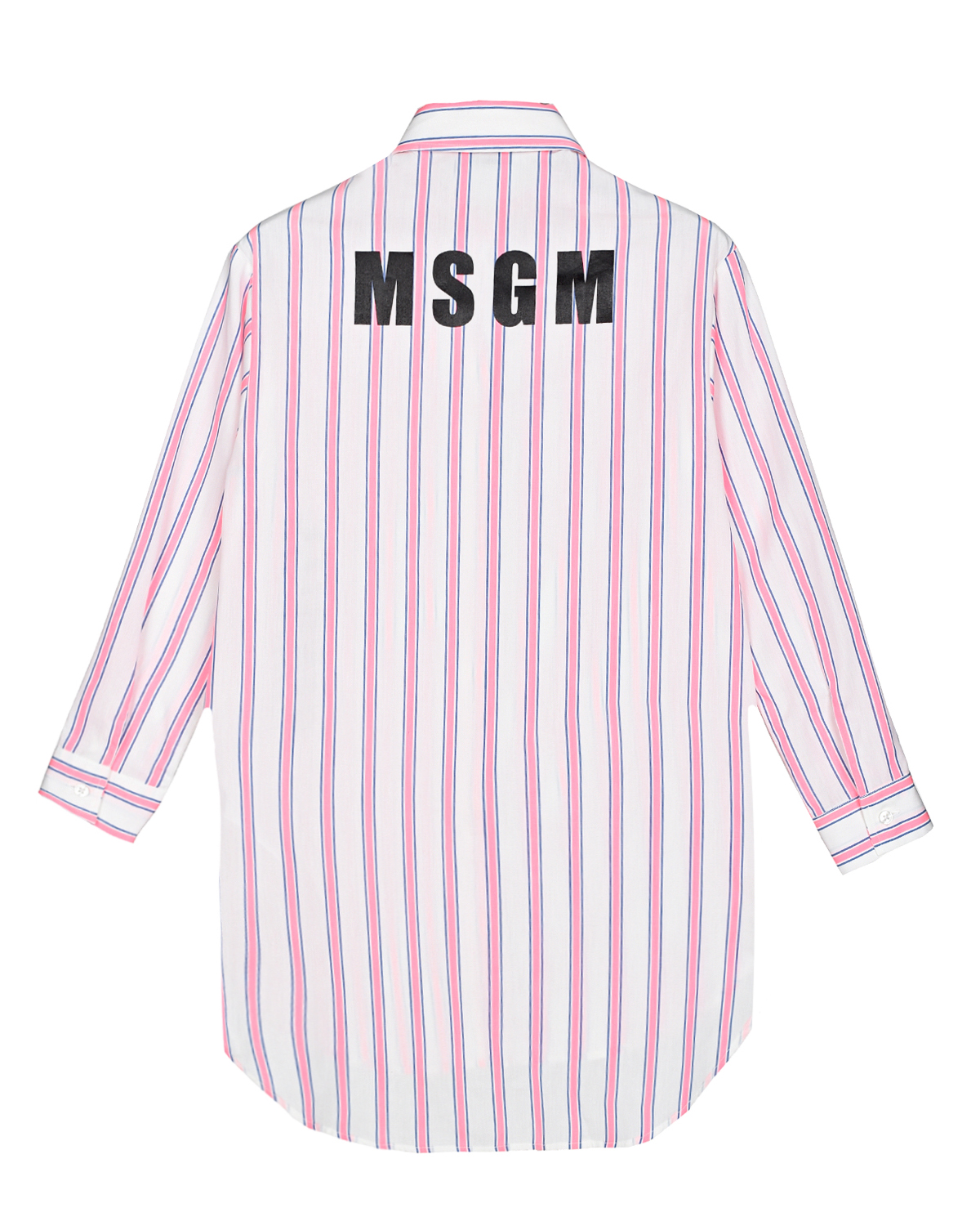 Белое платье-рубашка в розовую полоску MSGM детское, размер 152, цвет мультиколор - фото 2