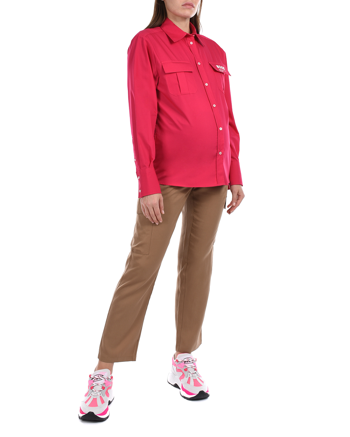 Рубашка цвета фуксии с накладными карманами MSGM - фото 4
