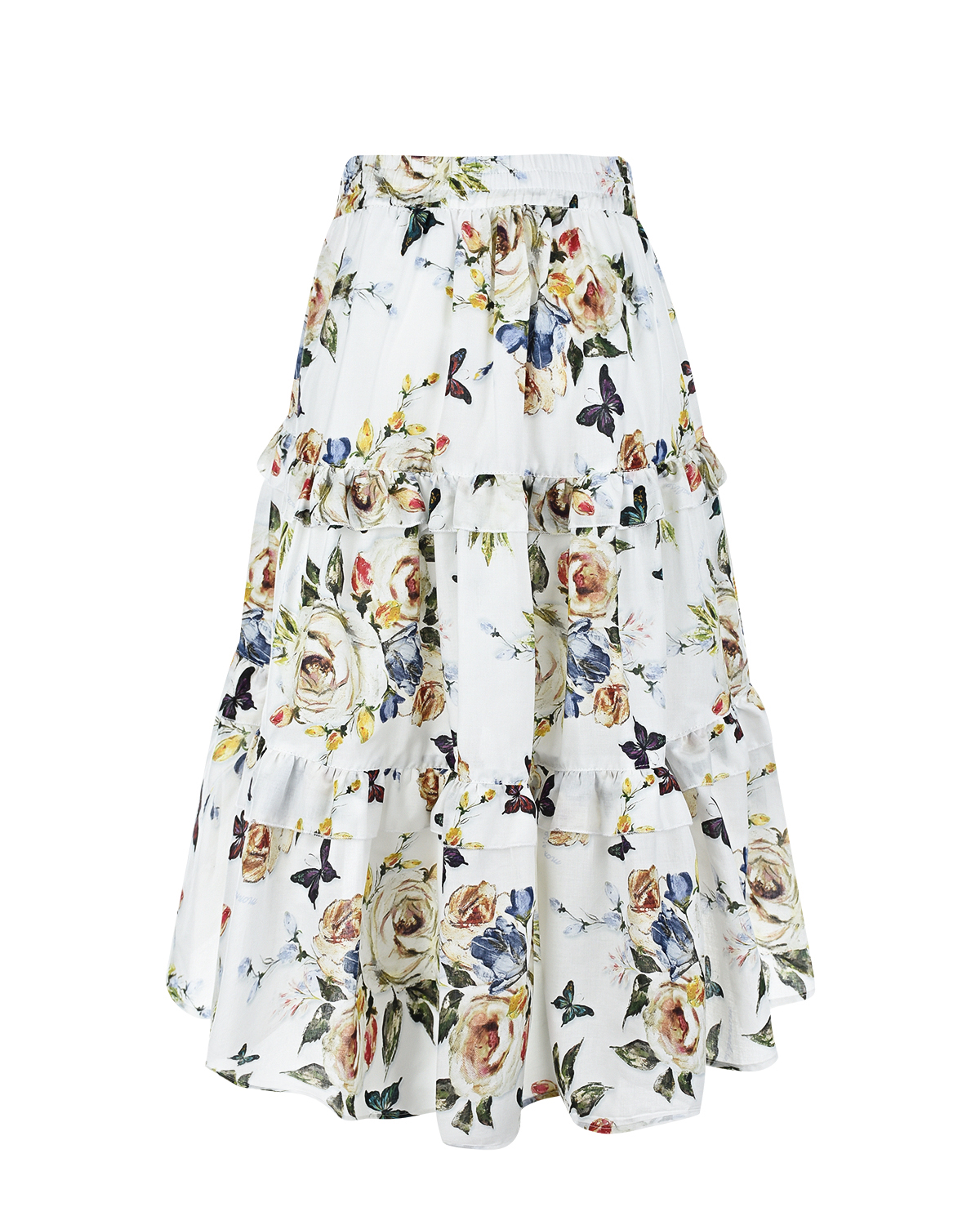 Асимметричная юбка с оборками Monnalisa детская, размер 152, цвет мультиколор - фото 3
