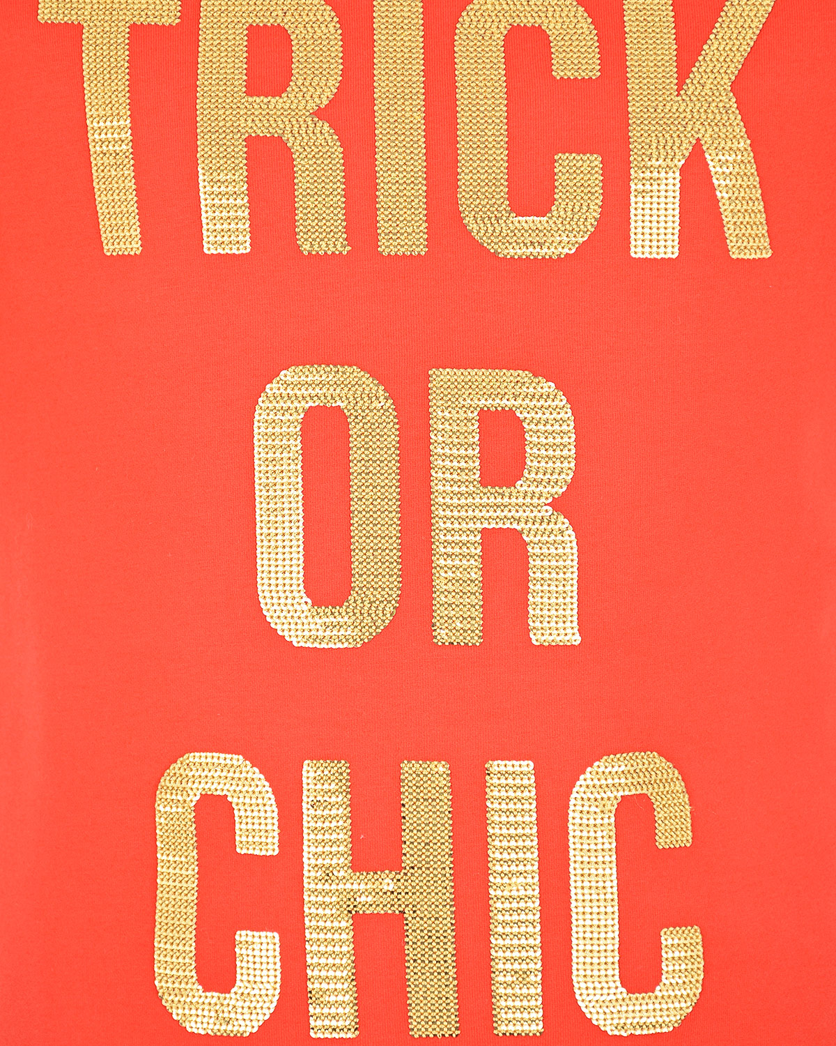 Красное платье с золотым принтом "TRICK OR CHIC" Moschino детское - фото 4