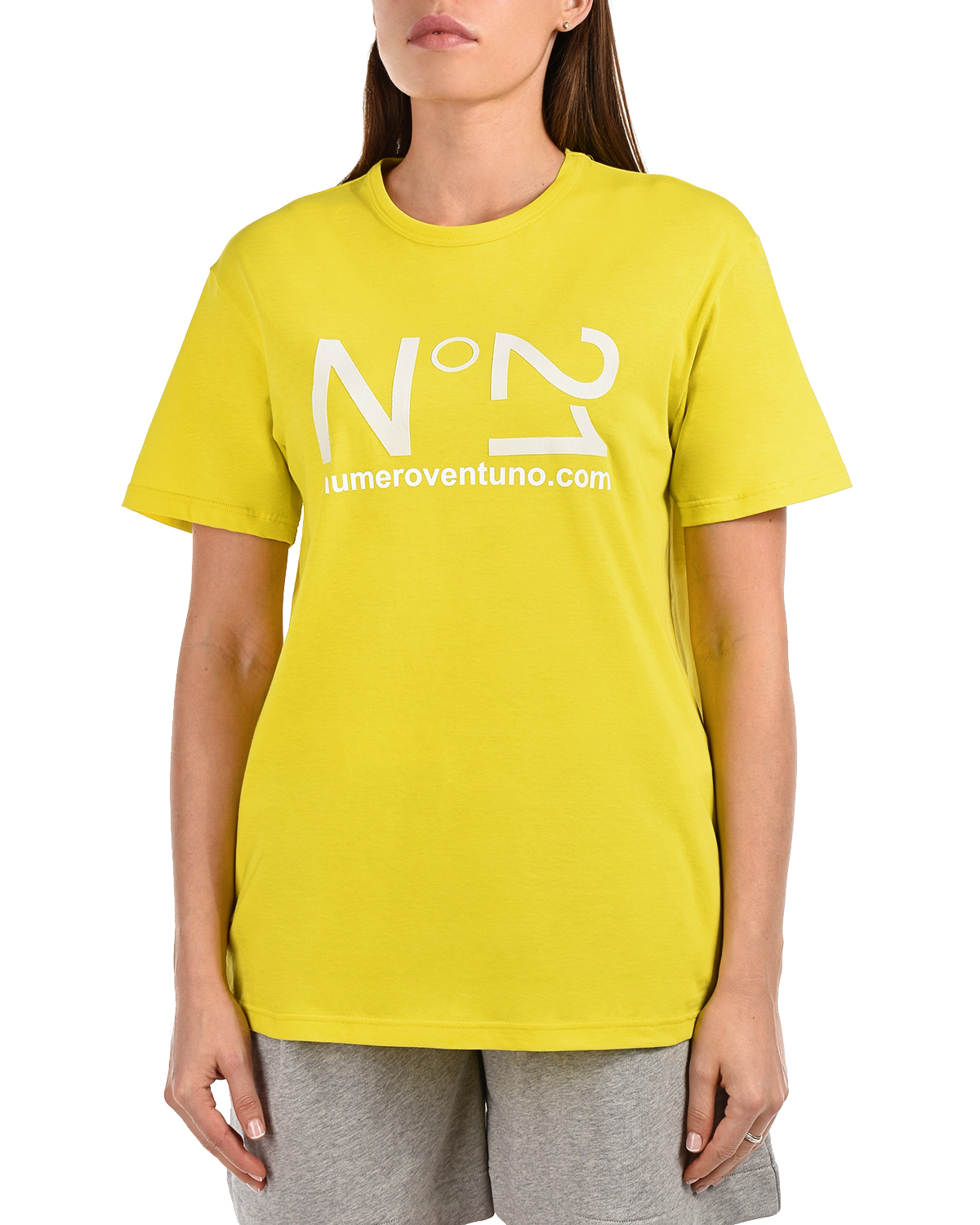 Желтая футболка с лого No. 21 - фото 8