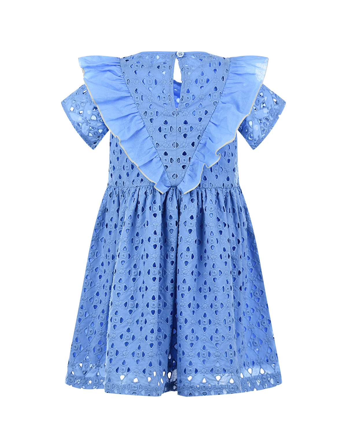 Голубое платье с перфорацией и рюшами Paade Mode детское - фото 2