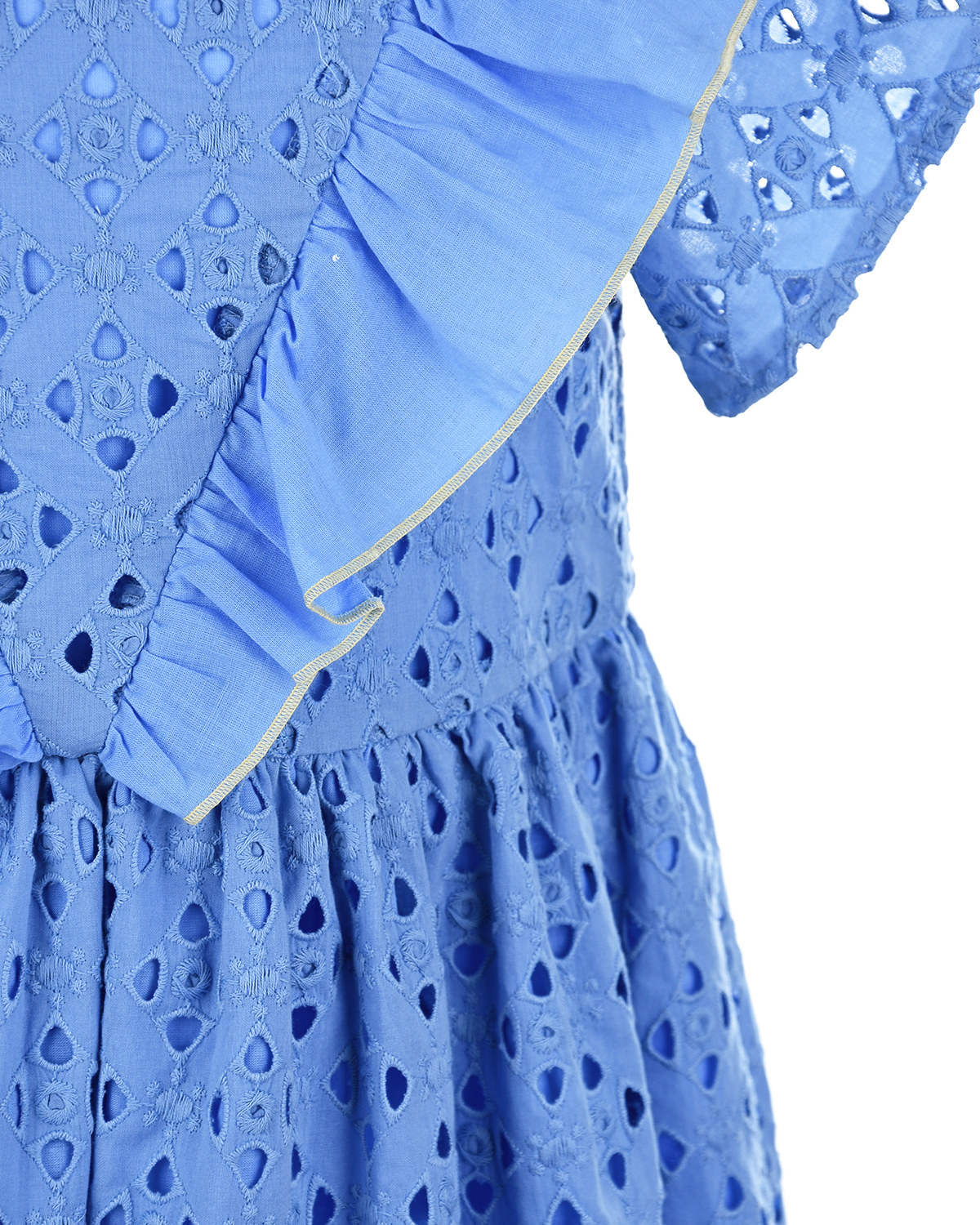 Голубое платье с перфорацией и рюшами Paade Mode детское - фото 3