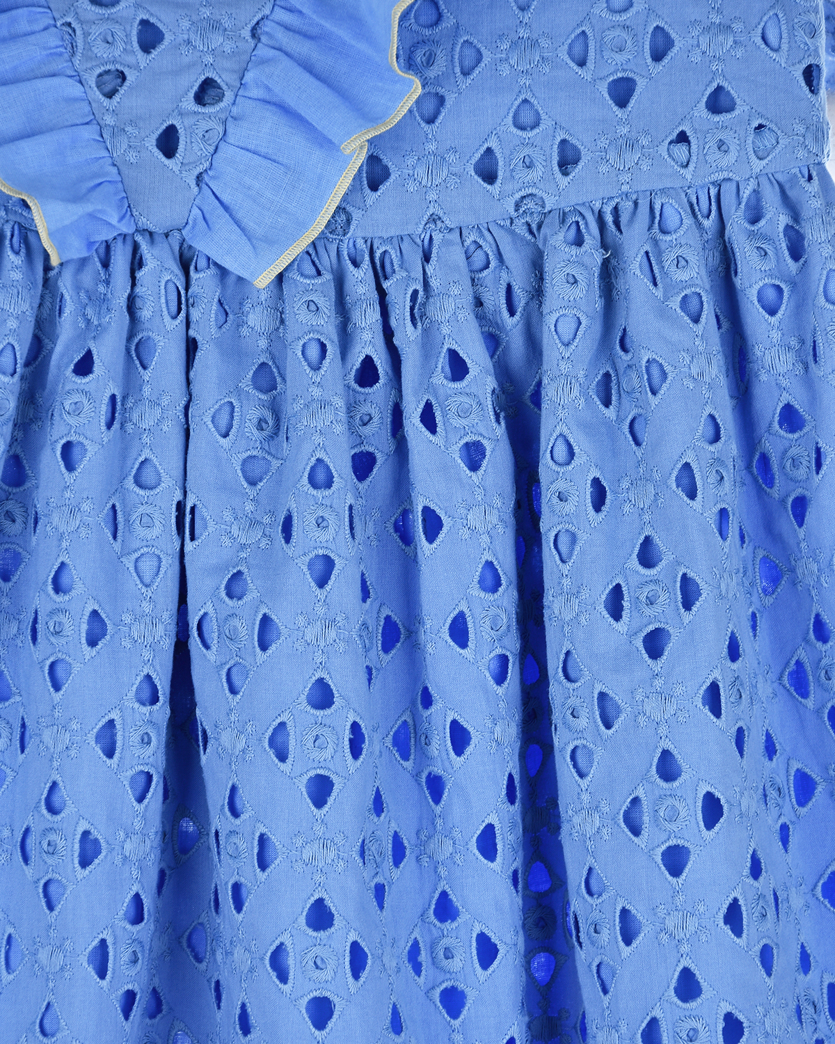 Голубое платье с перфорацией и рюшами Paade Mode детское - фото 4