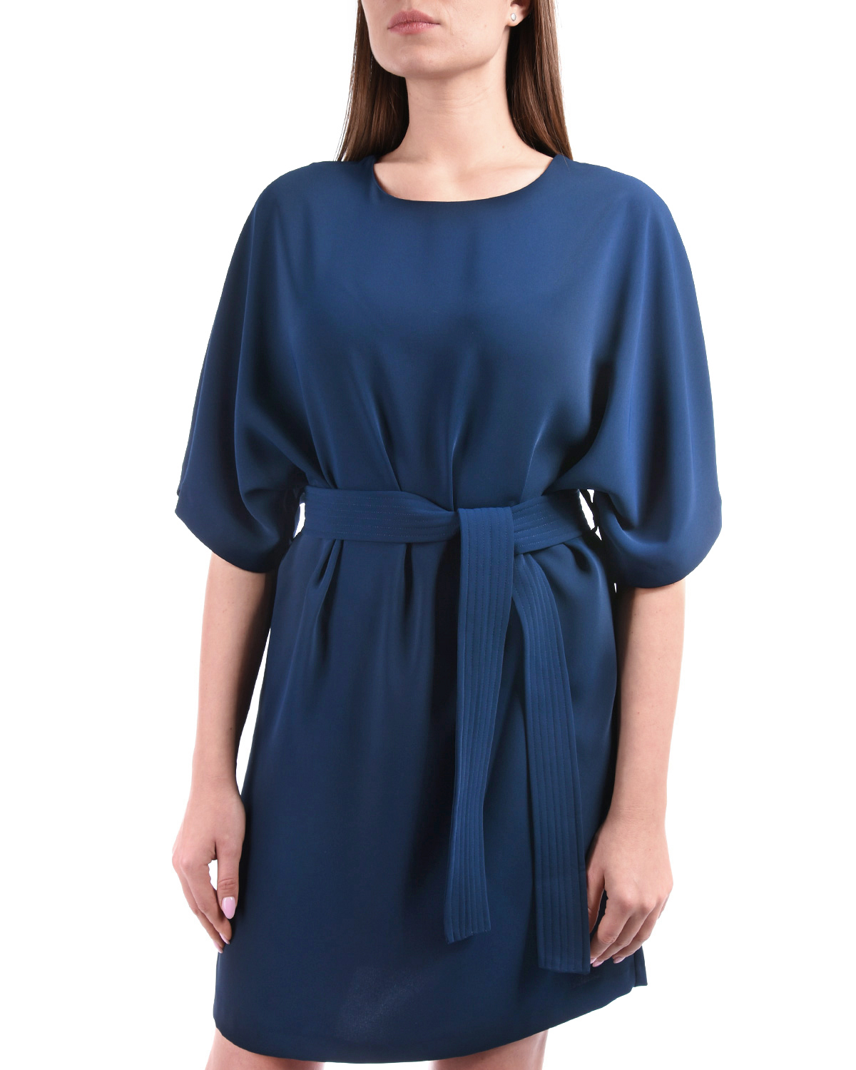 Синее платье свободного кроя с поясом Parosh - фото 7