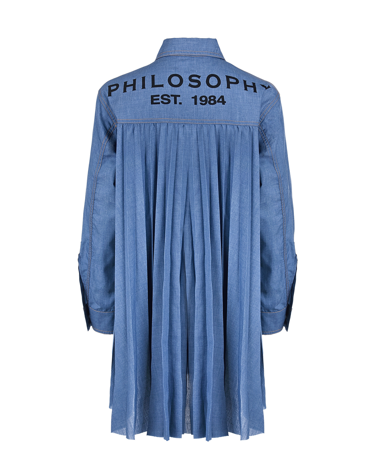 Джинсовое платье с плиссированной спинкой Philosophy детское, размер 140, цвет голубой - фото 2