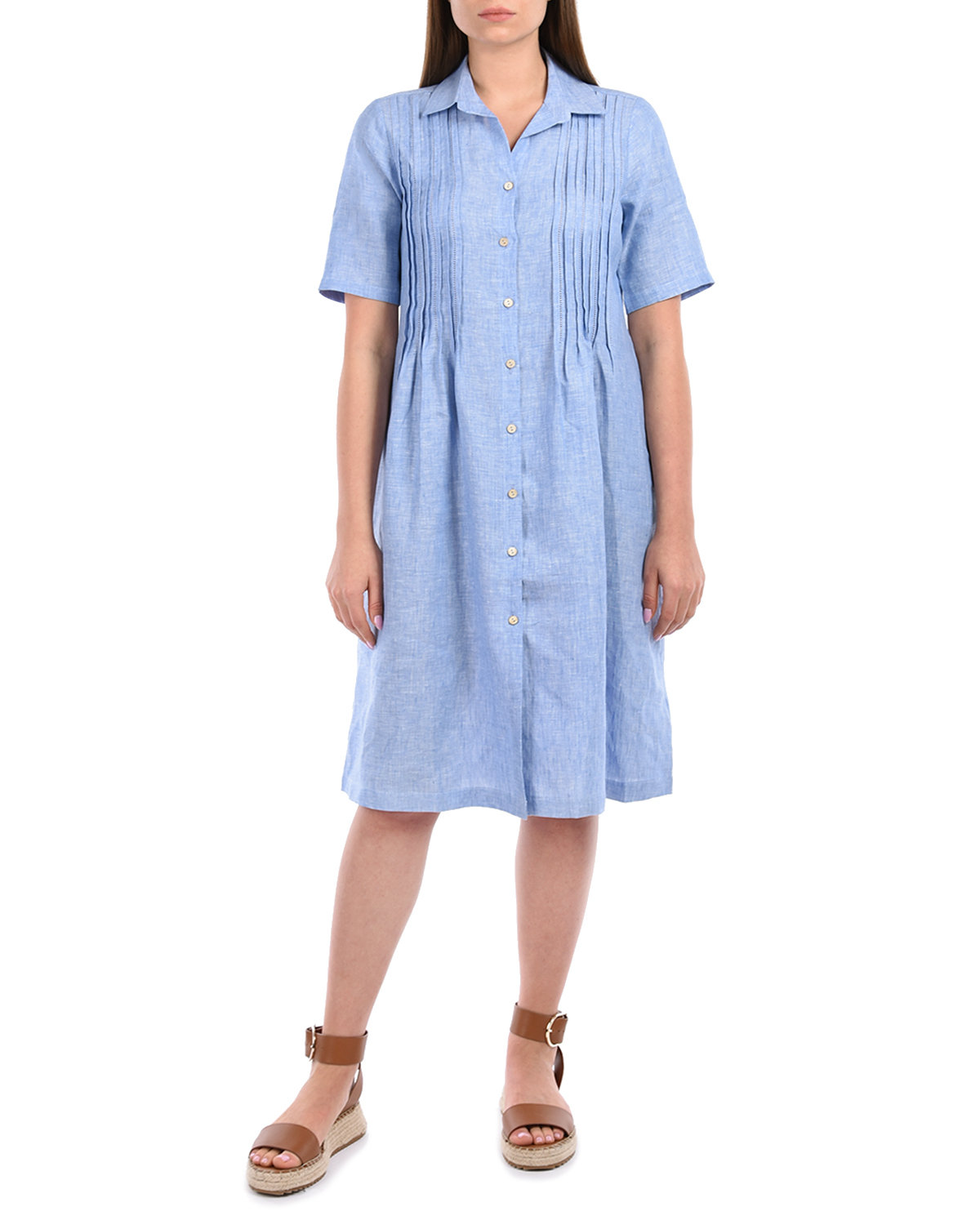 Платье для беременных из голубого льна Pietro Brunelli - фото 4