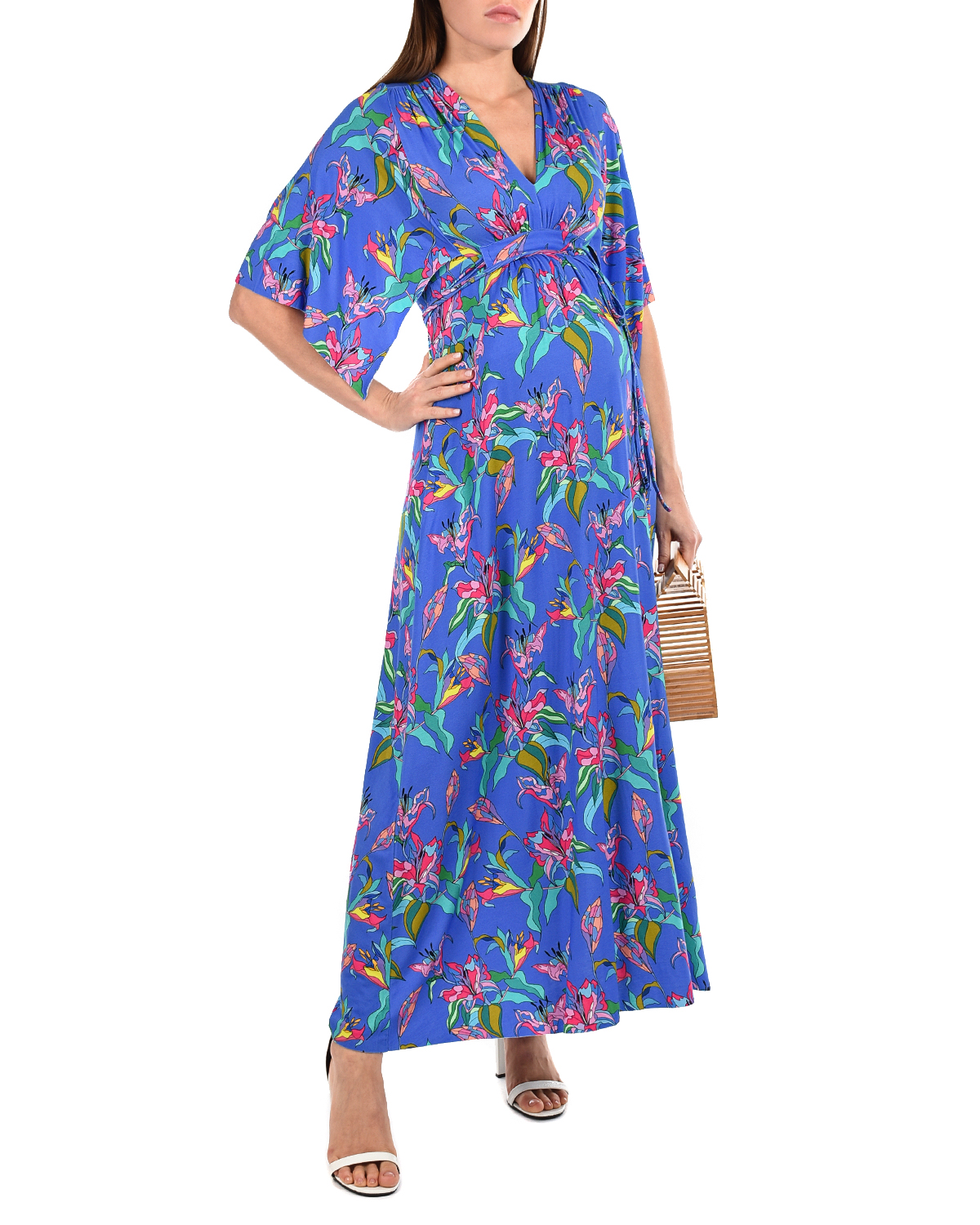 Синиее платье для беременных с принтом "лилия" Pietro Brunelli, размер 36, цвет сиреневый - фото 4