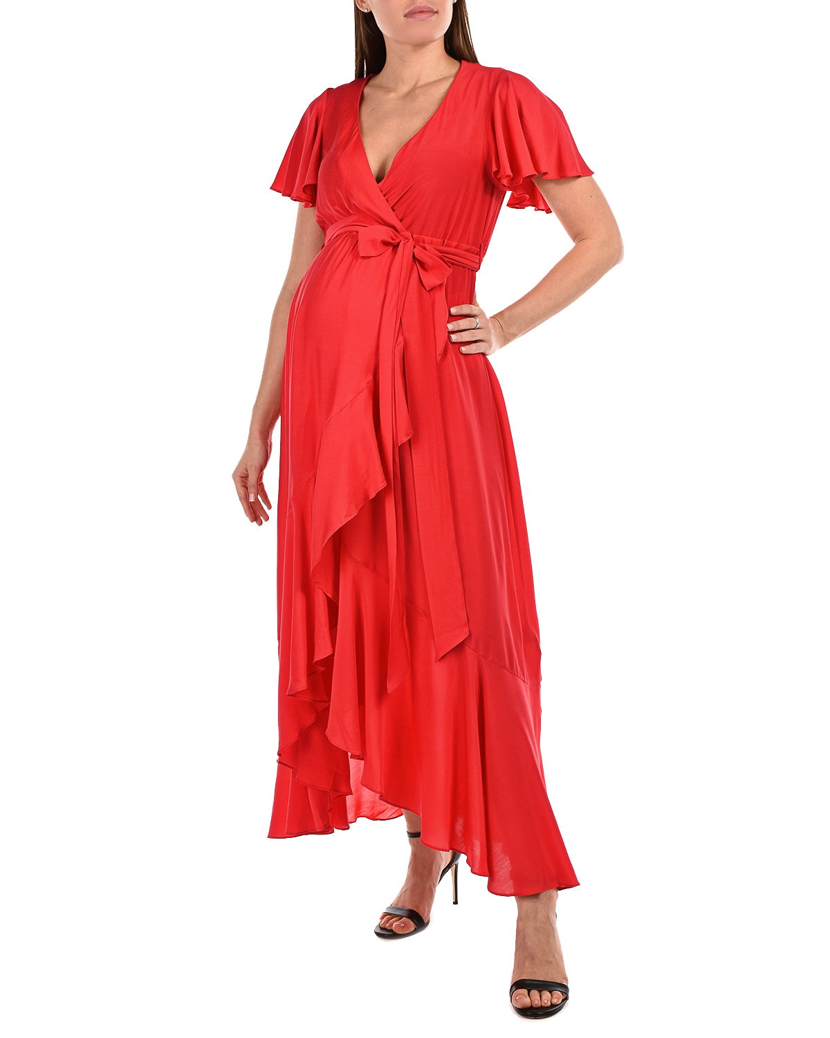 Малиновое платье для беременных с оборкой Pietro Brunelli, размер 40, цвет бордовый - фото 4