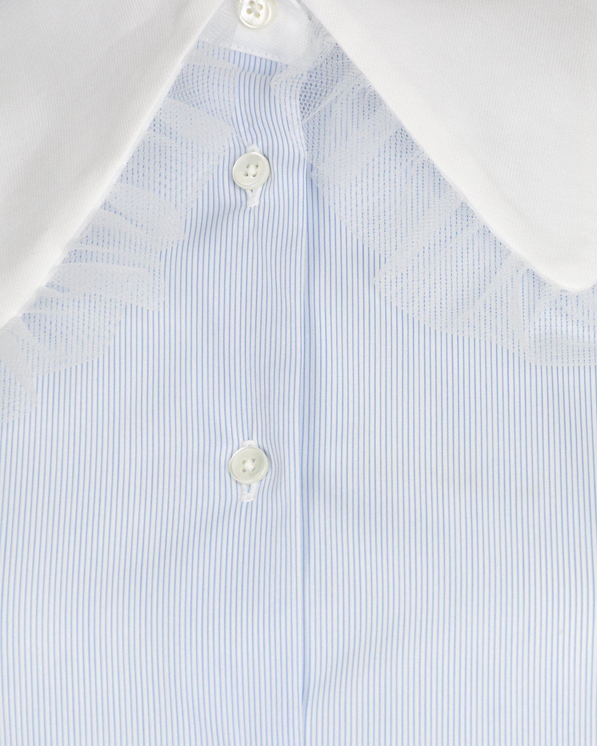 Рубашка в тонкую бело-голубую полоску Sara Roka, размер 40, цвет белый - фото 3