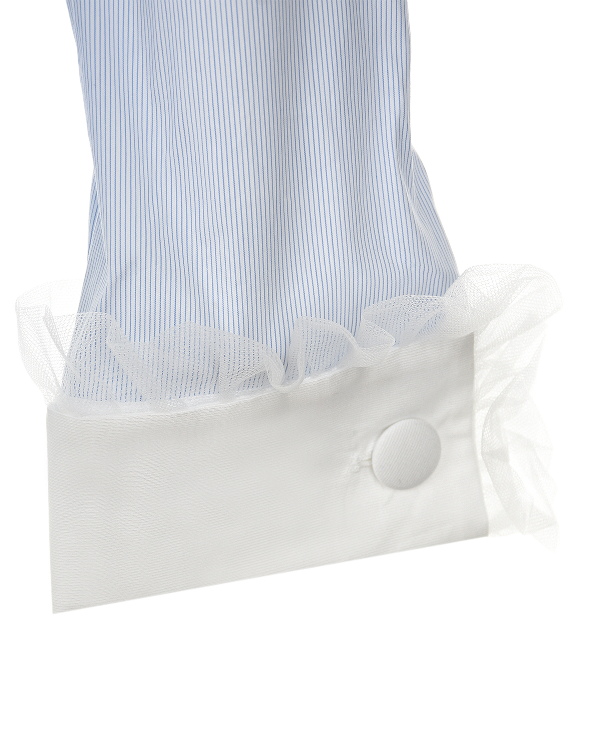 Рубашка в тонкую бело-голубую полоску Sara Roka, размер 40, цвет белый - фото 4