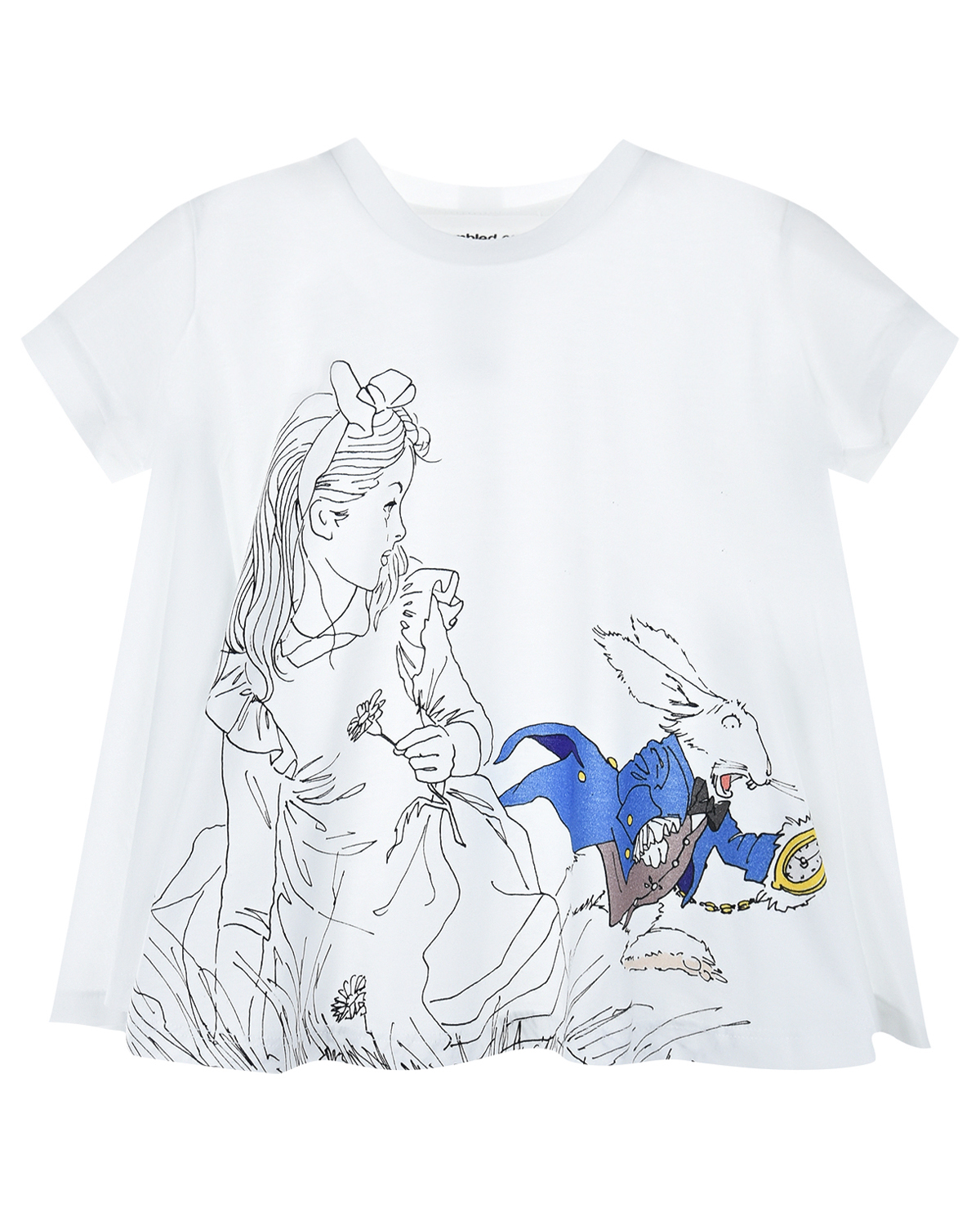 Белая футболка с принтом "Алиса в Стране чудес" Scrambled Ego