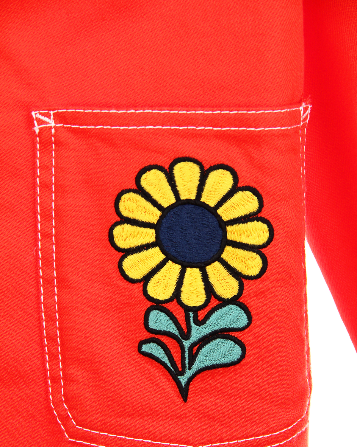 Красная джинсовая куртка с вышивкой Stella McCartney детская - фото 5