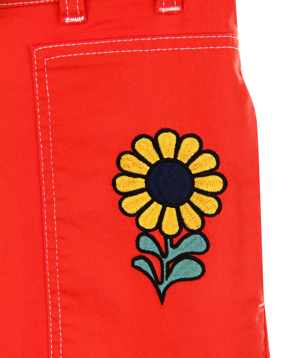 Красные джинсы с вышивкой Stella McCartney детские - фото 4