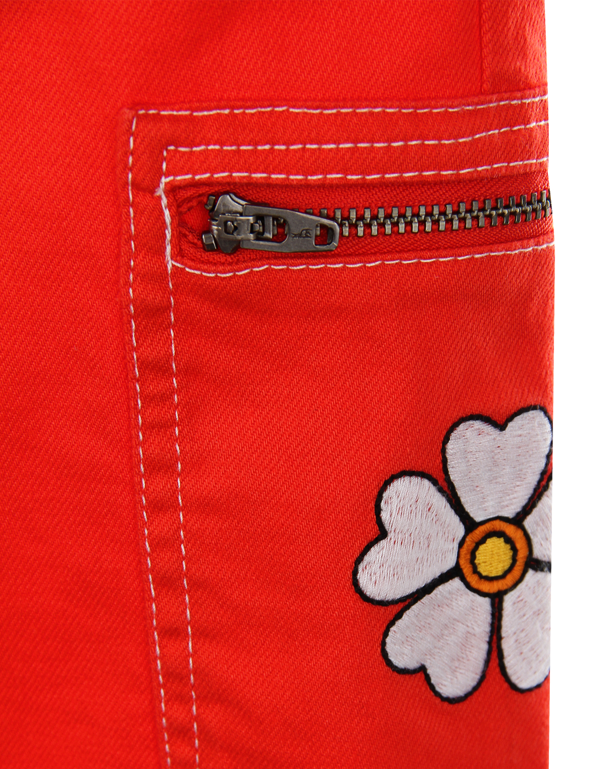 Красные джинсы с вышивкой Stella McCartney детские - фото 5